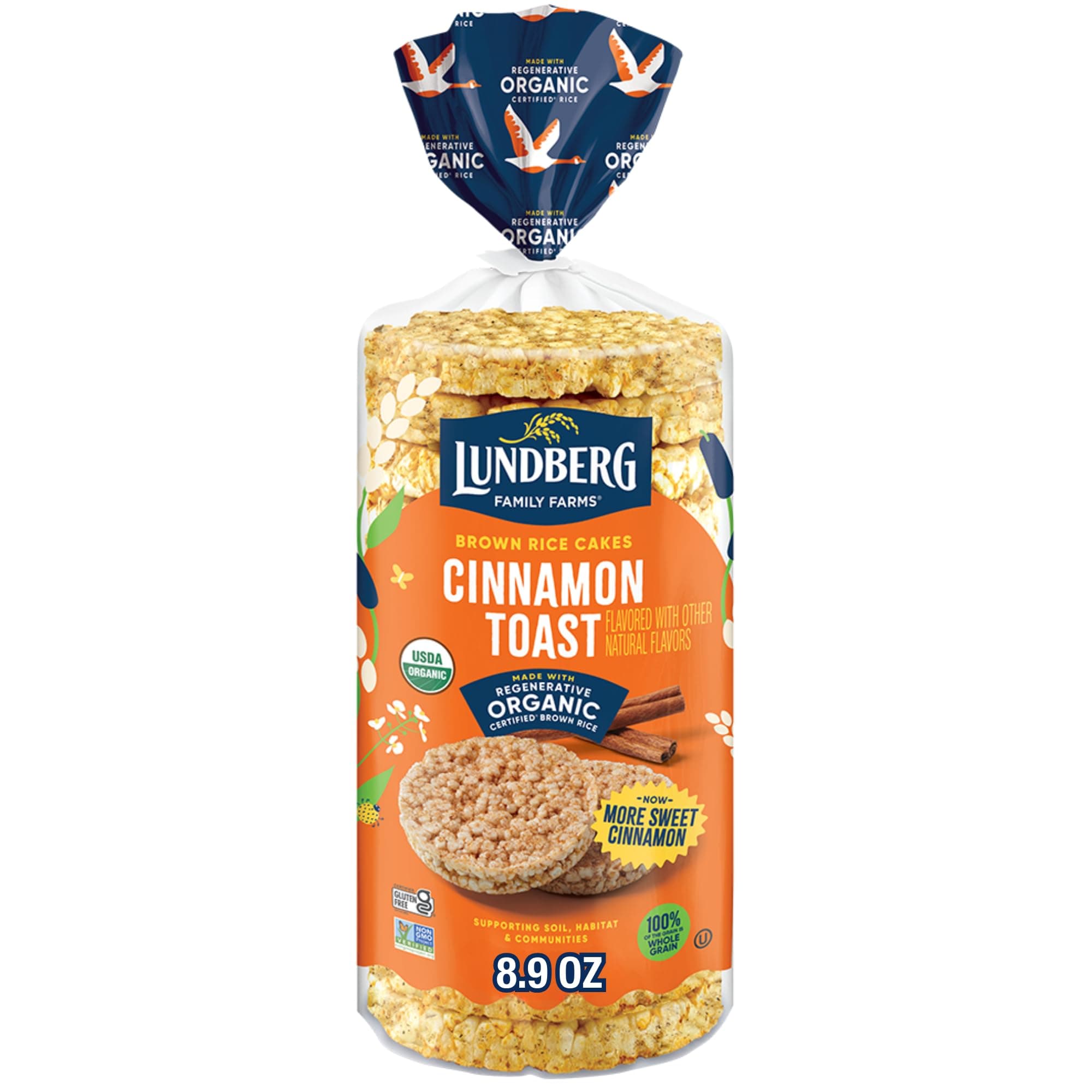 Lundberg Organic Whole Grain Rice Cakes Cinnamon Toast, 9.5 Oz