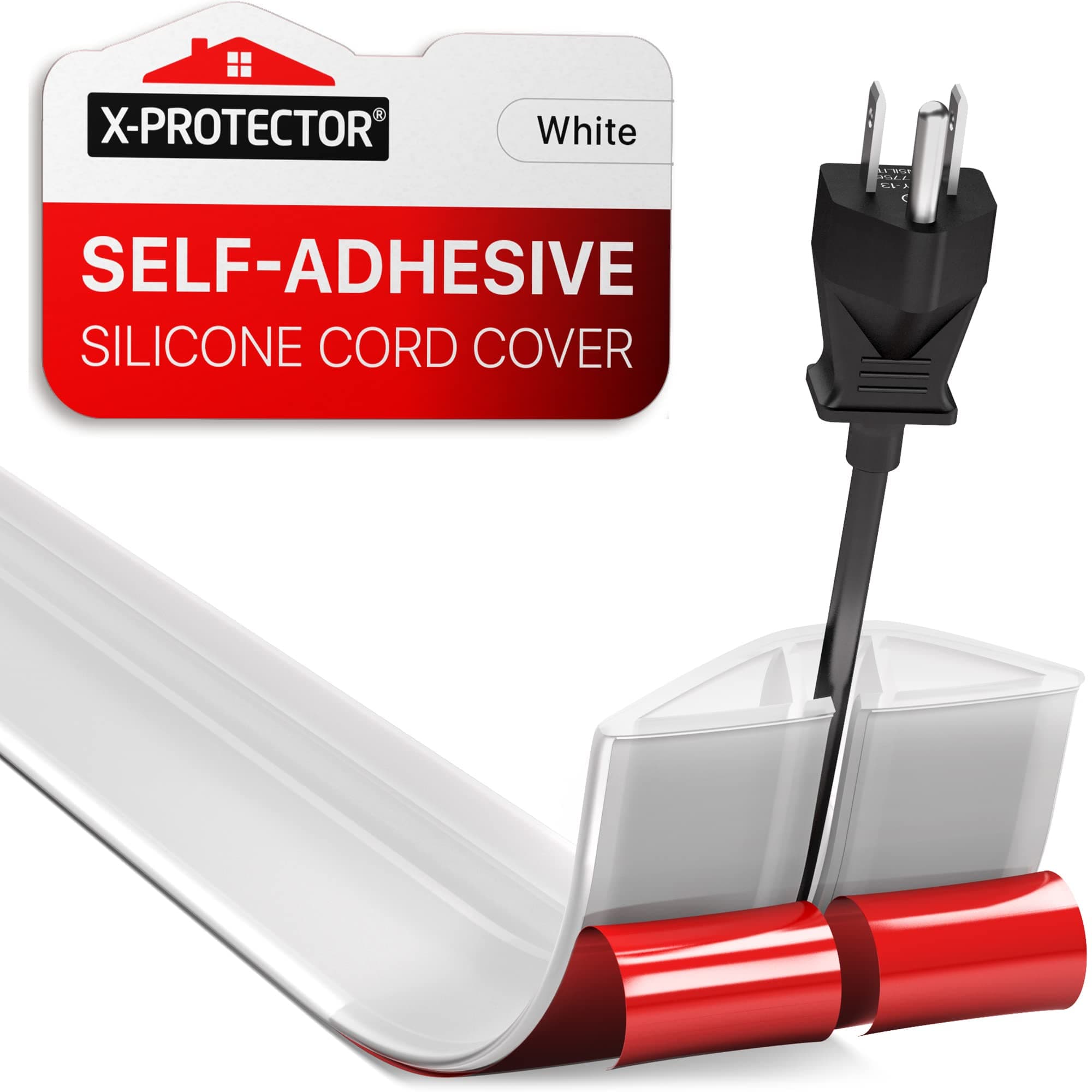 Floor Cord Cover X-Protector - 152 cm Overfloor Cord Protector - Self-Adhesive Power Cable Protector - Silicone Cord Protector - Ideal Extension Cord Cover to Protect Wires On Floor
