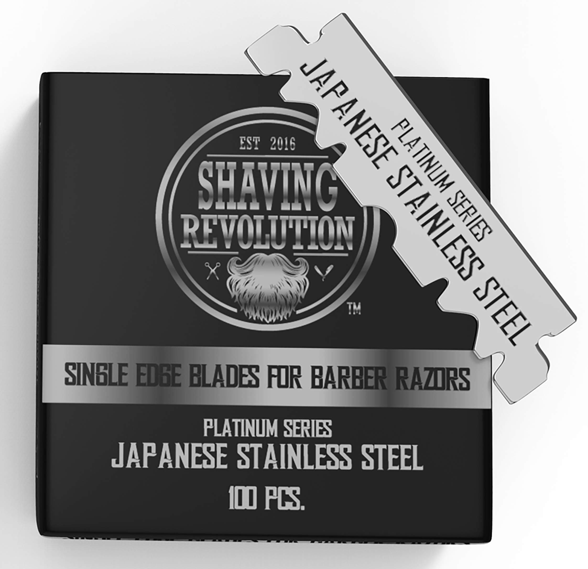 SHAVING REVOLUTION Barber Razor Blade - Single Edge Razor Blades 100 Count - Stainless Steel Razor Blades Single Edge