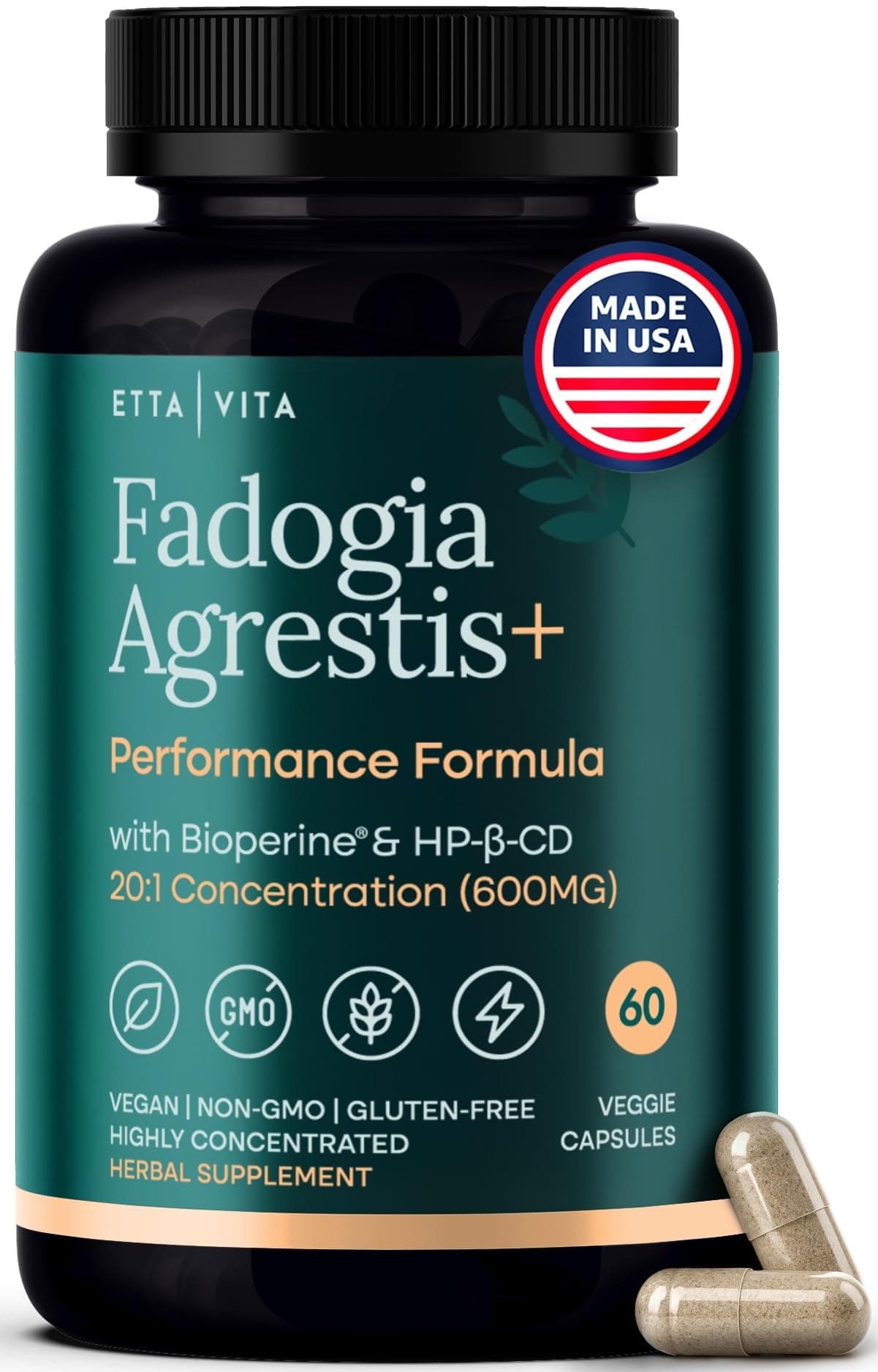 Organic Fadogia Agrestis 600mg for Natural Test Support (2X More Pure - 3X More Absorbent) Athlete Approved - Supports Muscle Growth & Recovery, Healthy Energy Levels, Drive, Stamina & Mood - 60ct