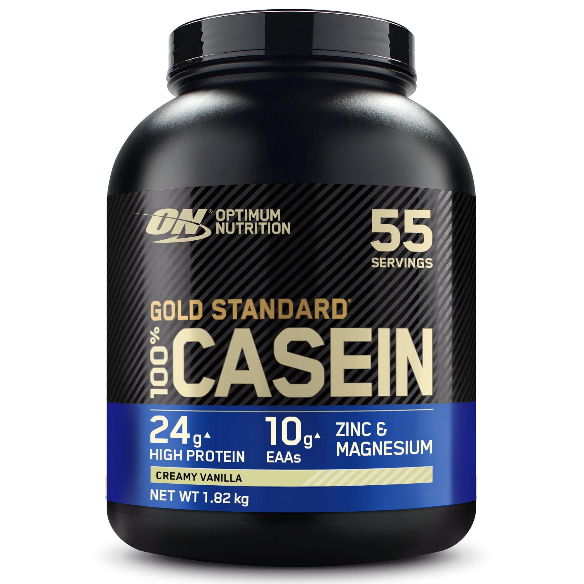Gold Standard 100% Casein Slow Digesting Protein Powder with Zinc, Magnesium and Amino Acids, Support Muscle Growth & Repair Overnight, Creamy Vanilla Flavour, 55 Servings, 1.82 kg
