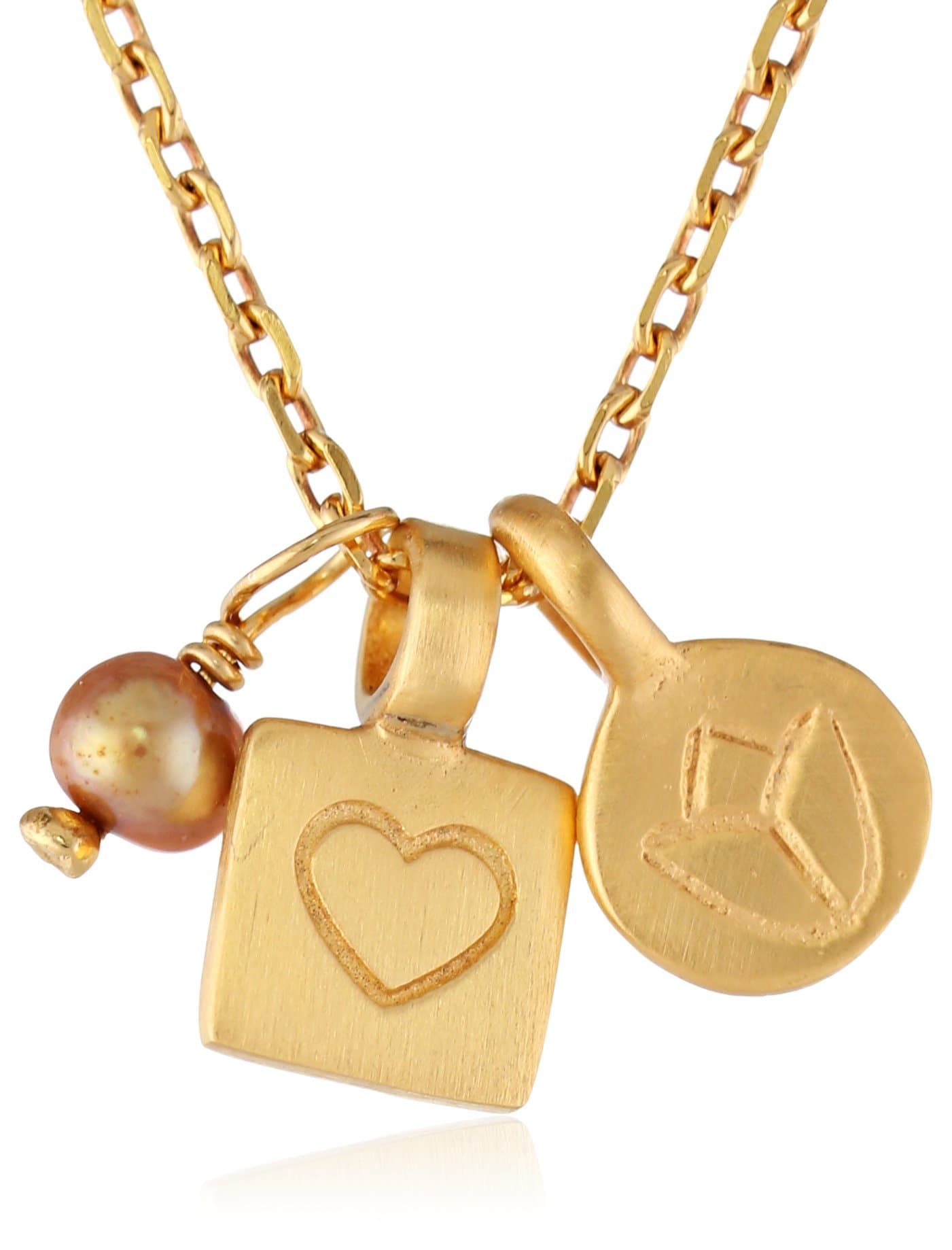 Satya Jewelry "Heart" Freshwater Cultured Pearl Lotus Heart Necklace, 18"