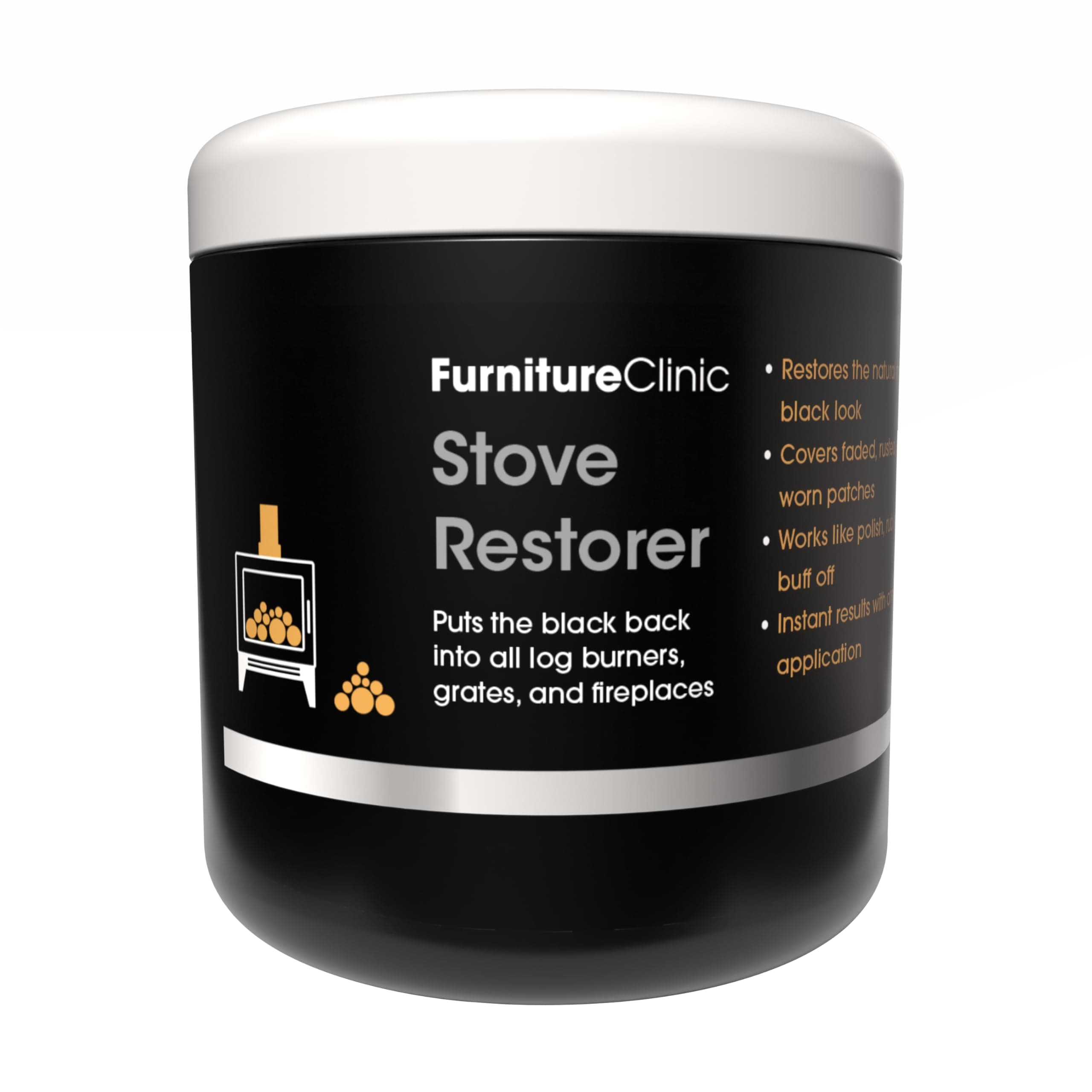 Furniture Clinic Stove Restorer - Restores The Natural Matt Black Colour on Log Burners, Grates, & Fireplaces. Works Like a Polish - 250ml
