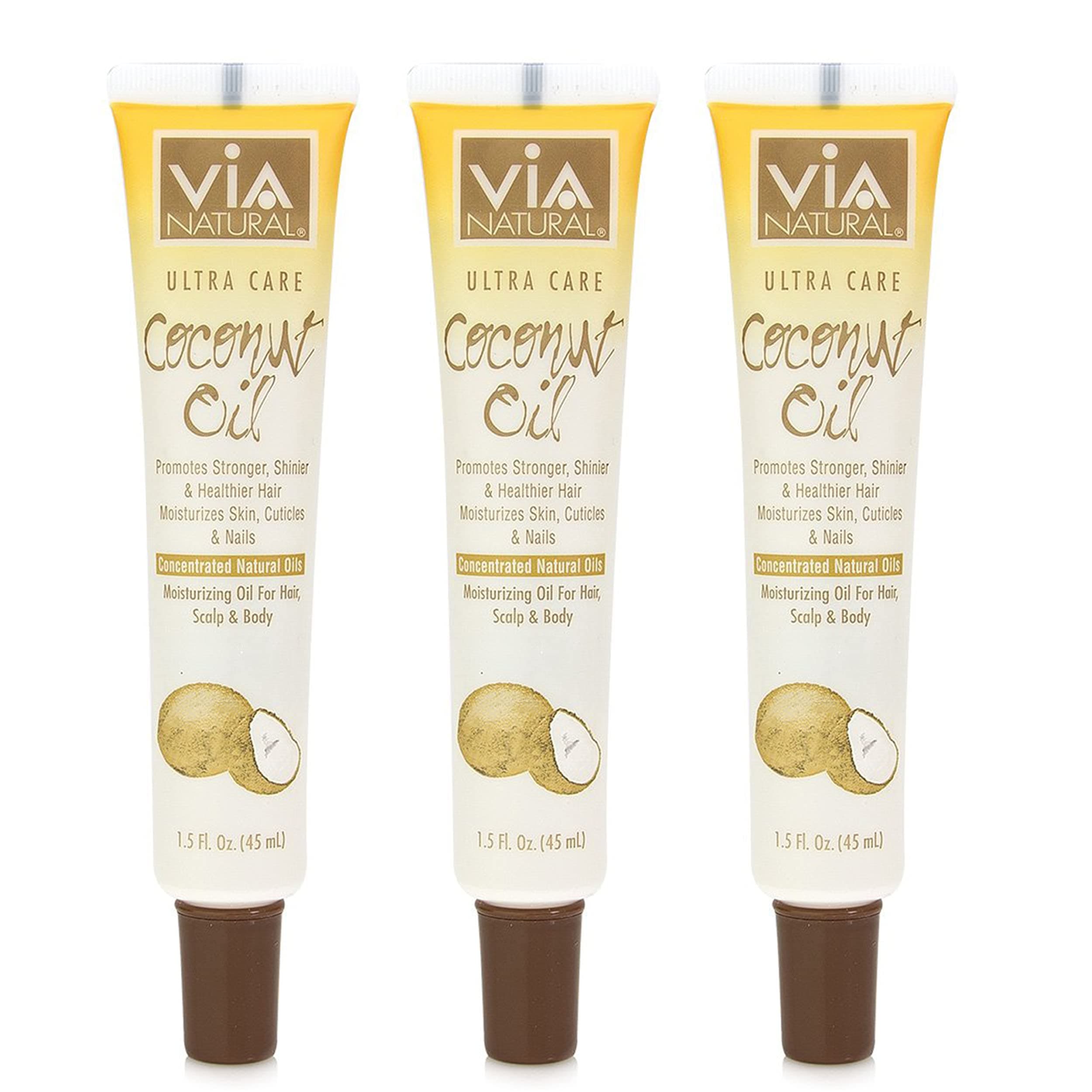 Via Natural Ultra Care Coconut Oil [Concentrated Natural Oil] 1.5 Oz,Pack of 3