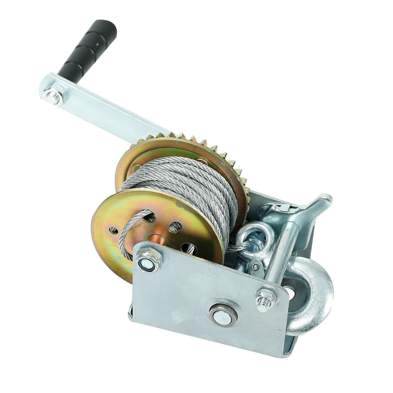 EASYBERG600 lbs Hand Winch Heavy Duty Steel Cable Crank Gear Winch ATV Boat Trailer with 8m Steel Wire, Manual Operated Ratchet ATV Boat Trailer Marine