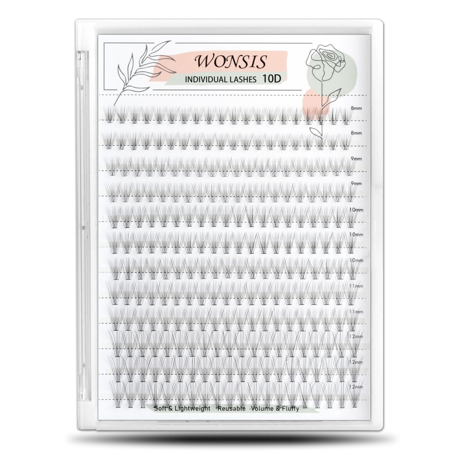 Individual Lashes, Lash Clusters, 240 Pcs 10D Individual Lash Extensions, Natural Soft Lightweight Reusable DIY Eyelash Extensions, Thickness 0.07mm C Curl False Eyelashes 8/9/10/11/12mm (10D 8-12mm)