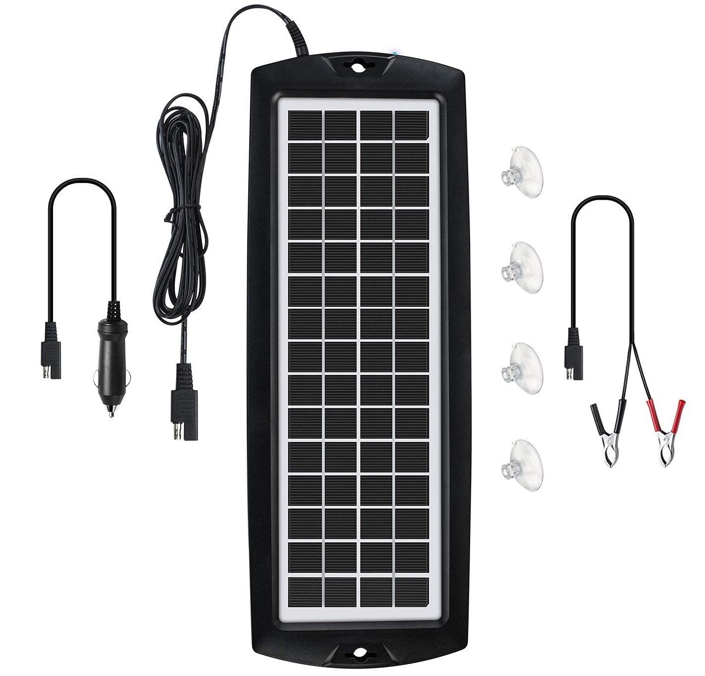 Car Battery Trickle Charger & Maintainer 5W Solar Panel Power 12V Charger kit Portable Waterproof for Automotive RV Marine Boat Truck Motorcycle Trailer Tractor Powersports Snowmobiles