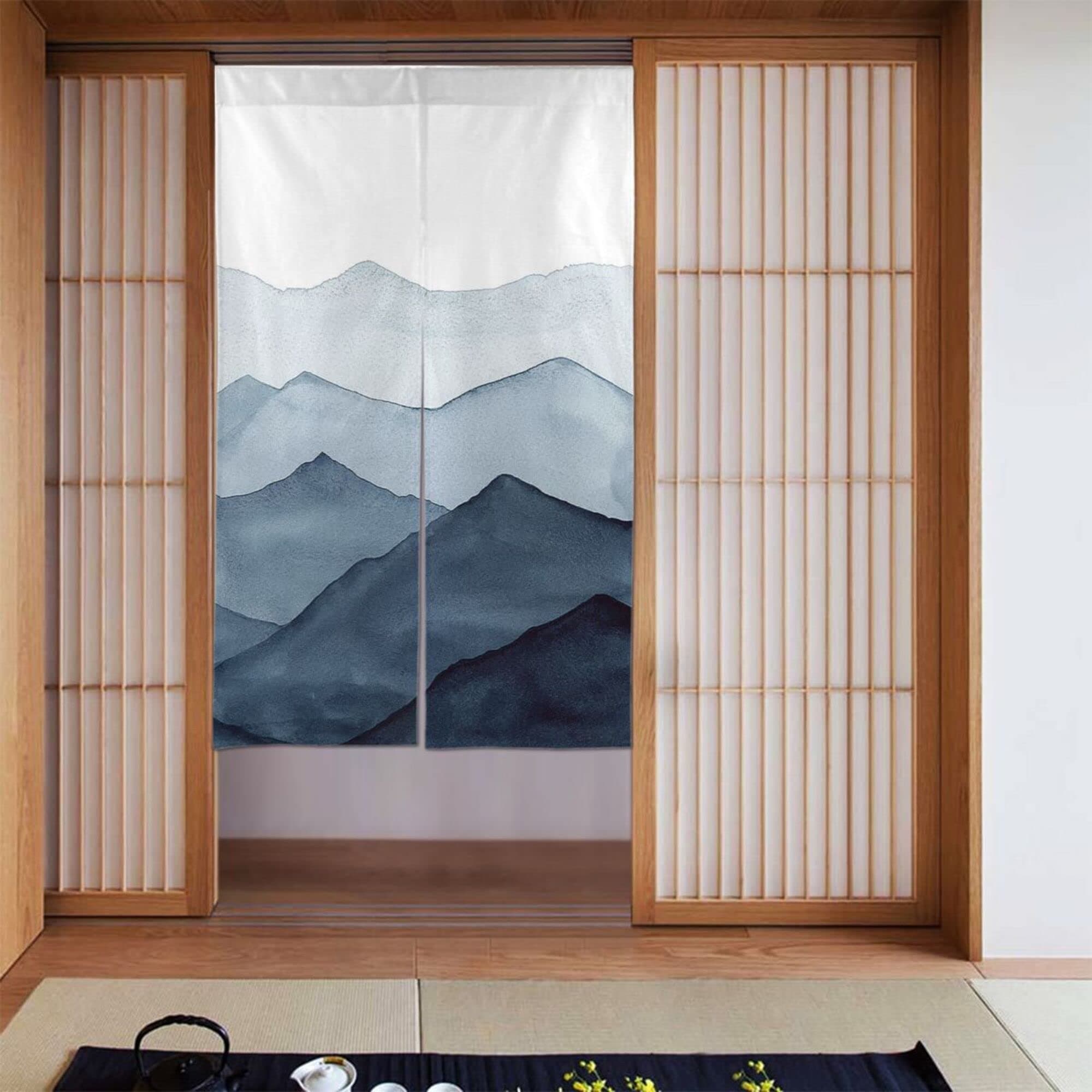 JCETUNO Traditional Door Curtain Japanese Noren Doorway Curtain, Kitchen Partition Gifts for Women,Wide 43",Great Waves