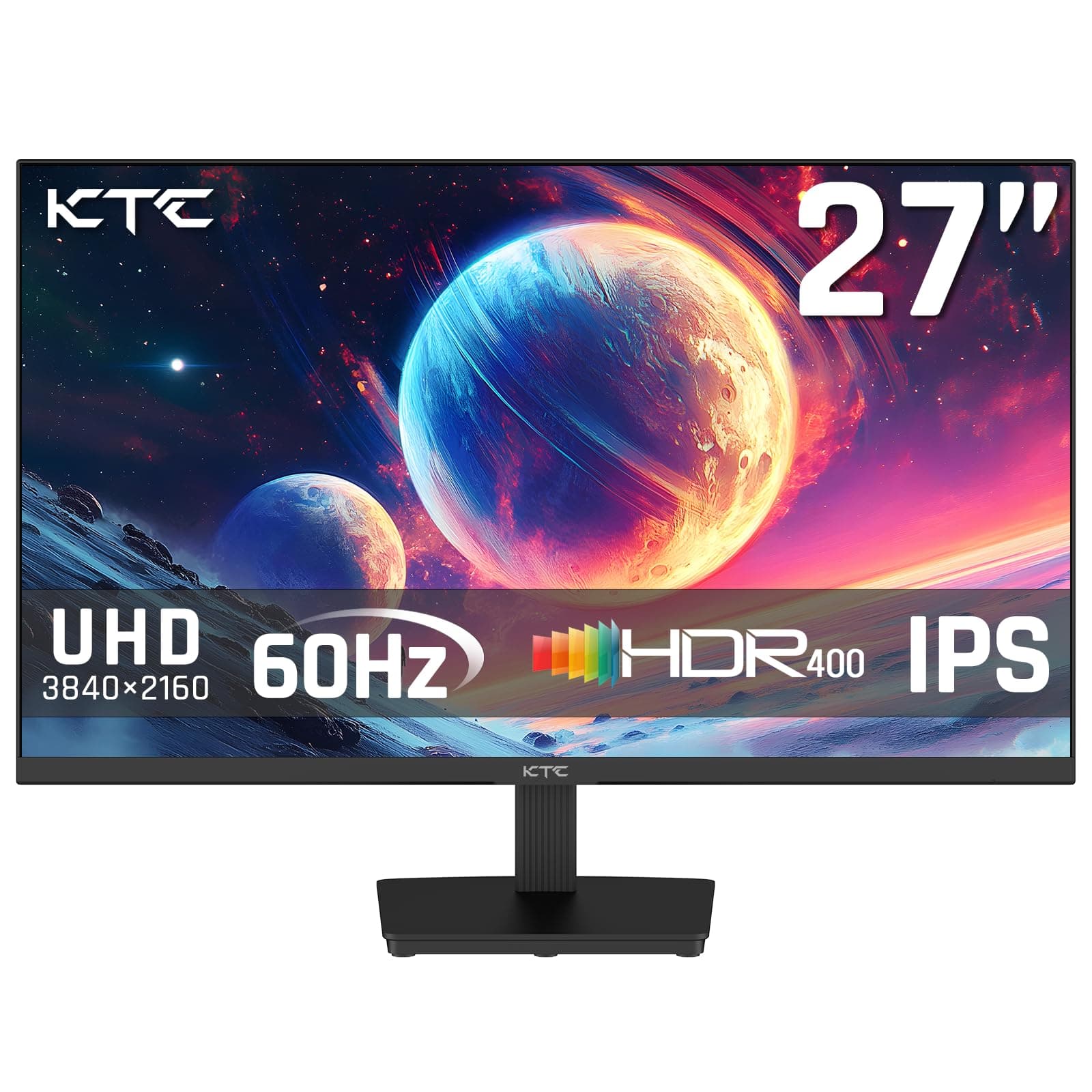 27 inch 4K UHD (3840 x 2160) Computer Monitor - IPS Monitor, 60hz, HDR400, Anti-Blue Light Screen, DCI-P3 95% 125% sRGB, Support FreeSync and GSync, Work, Casual Gaming