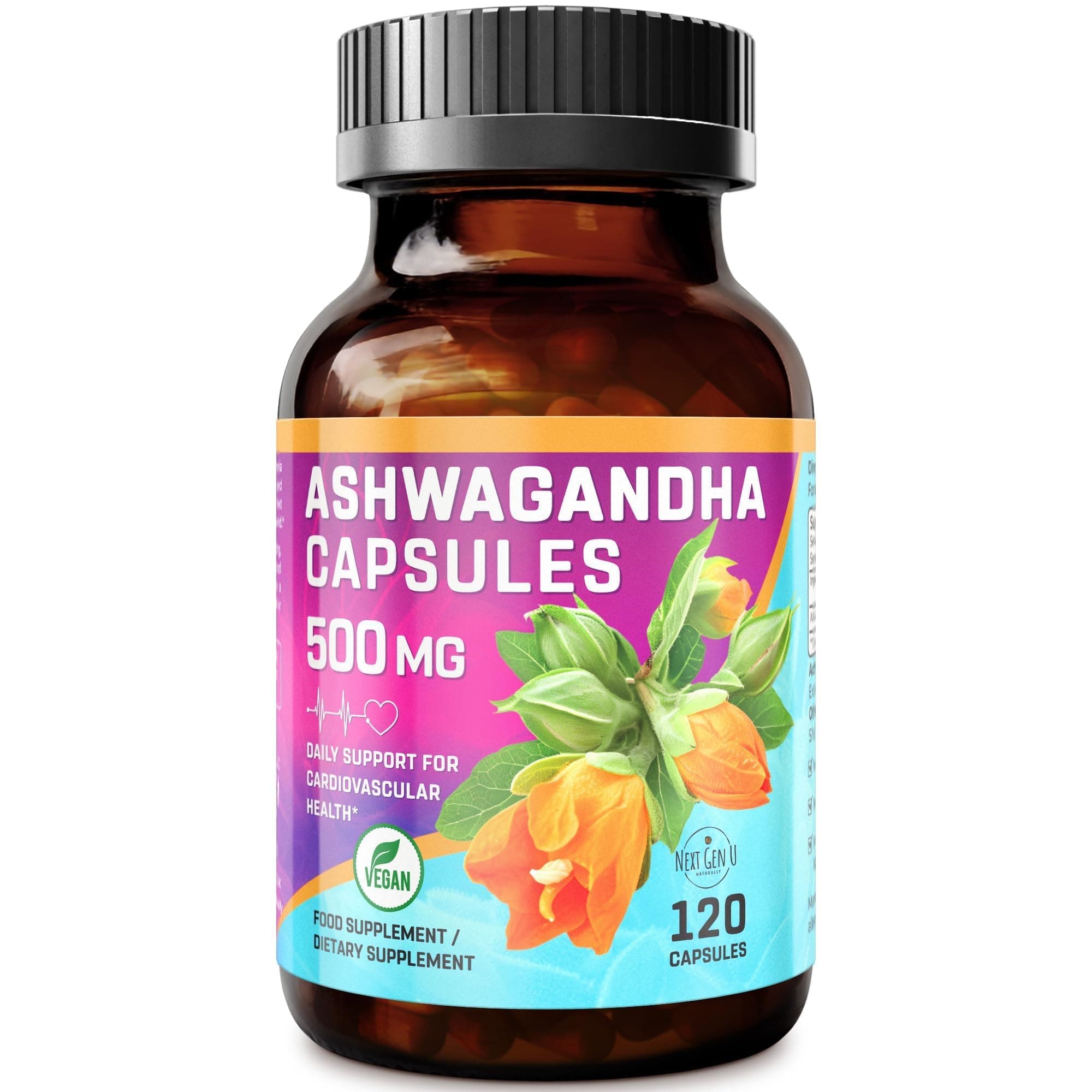 Ashwagandha - 500 mg Strength 120 Capsules - Dietary Health Supplement - for Men & Women - Helps Support Stress & Anxiety Relief, Restful Sleep & Focus - Ashwagandha Herb Root Extract - by NextGenU