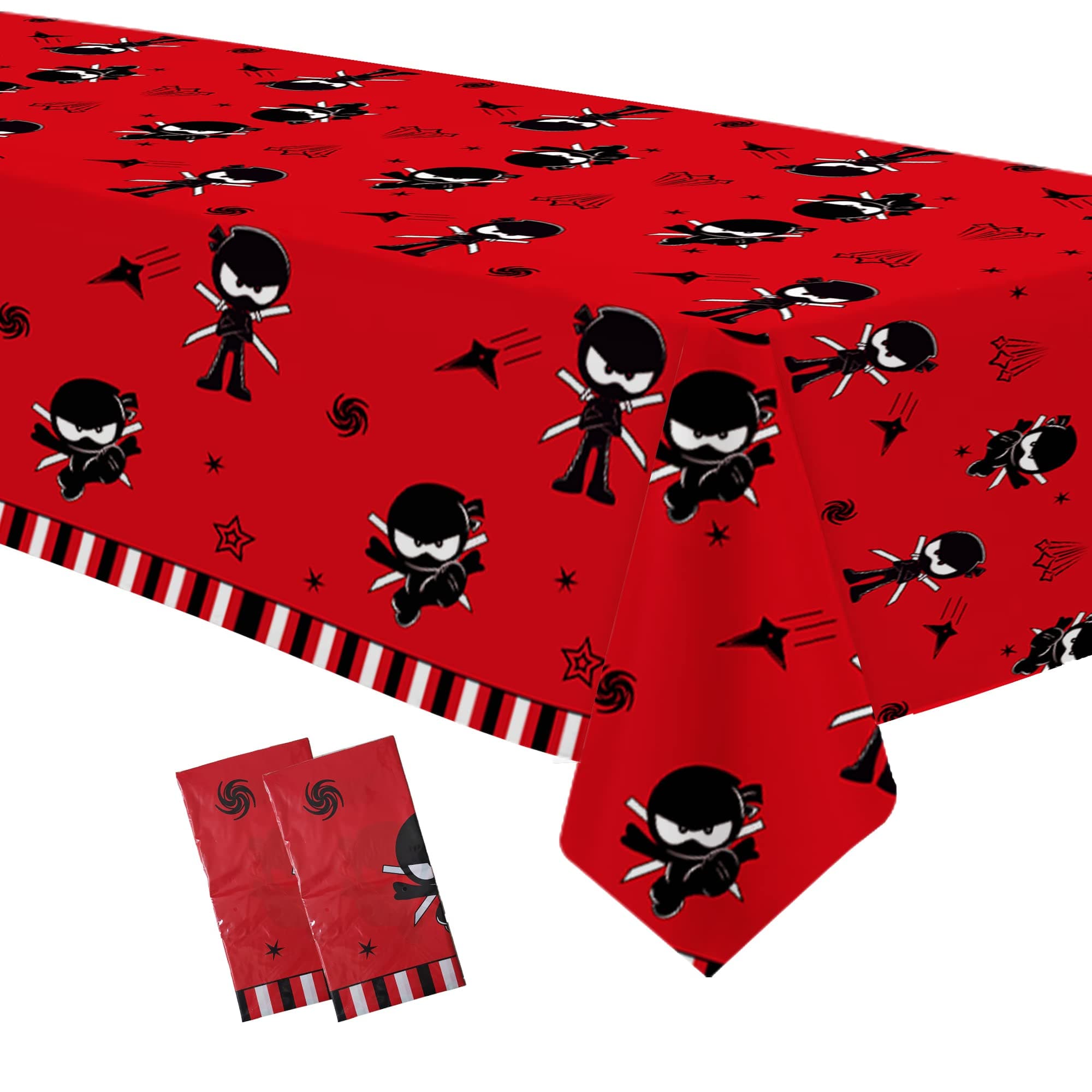 Xigejob Ninjago Party Tablecloth Decorations - Disposable Ninja Birthday Party Supplies Table Cover, Ninja Warrior Birthday Baby Shower Decorations Supplies Table Cloth - 2 Pack (54in x 108in)
