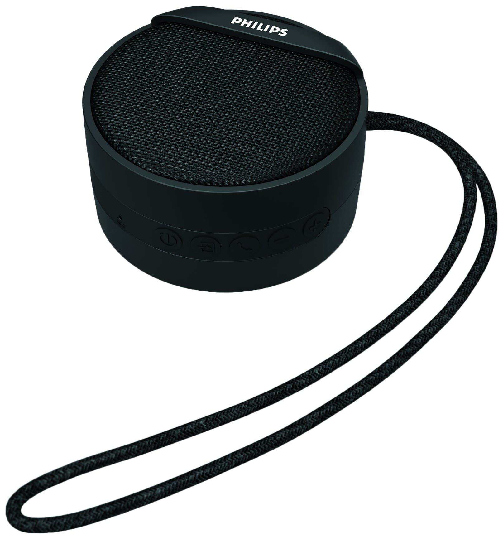 Philips Audio Bt40Bk/94 Bluetooth Portable Wireless Speaker With Carrying Strap, Built-In Mic And Sd Card Slot (Black)