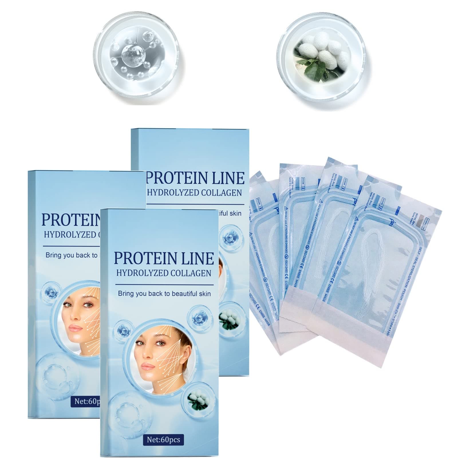 Korean Soluble Protein Thread, Profirm Korean Soluble Protein Thread, Protein Threads for Face, Instalift Korean Protein Thread Lifting Set, Absorbable Collagen Thread (3Box (180Pcs))