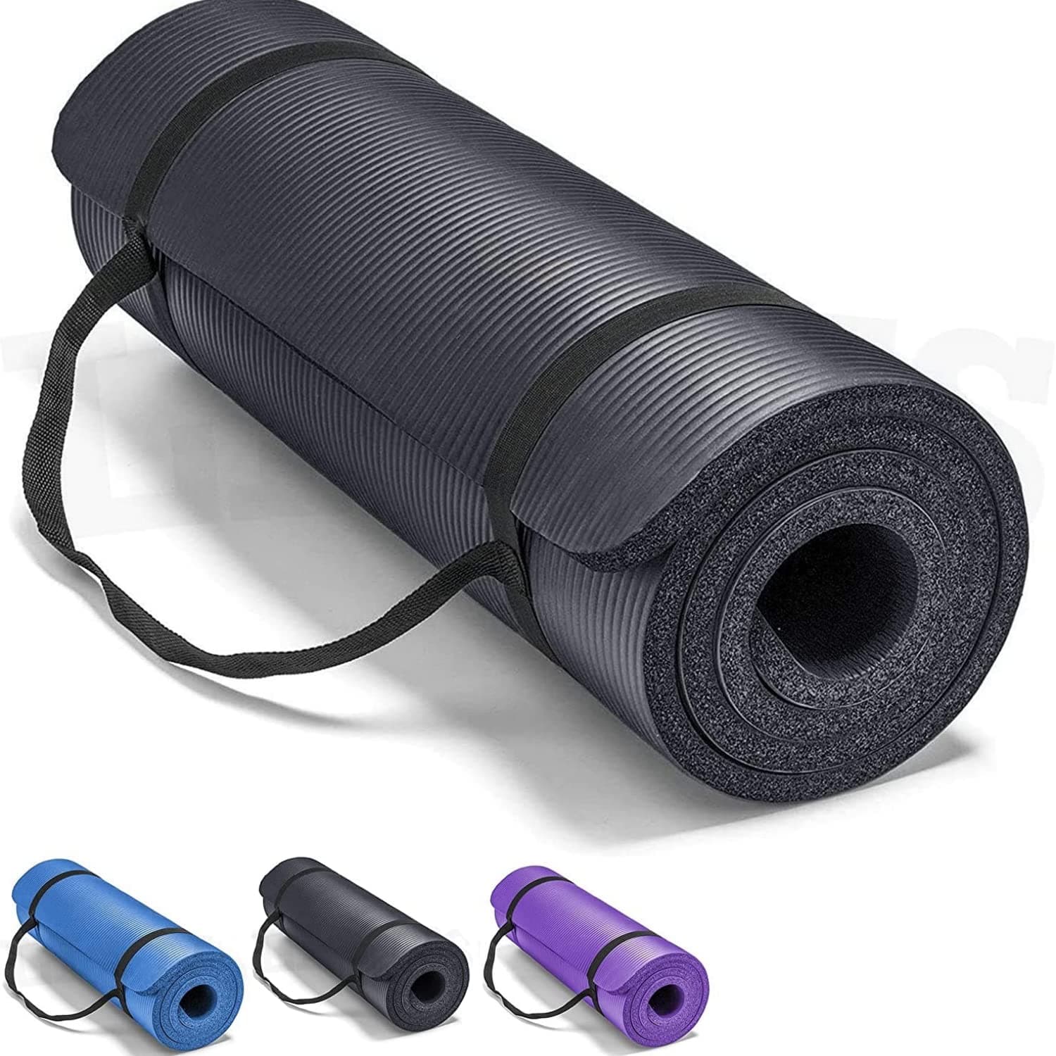 Yoga Mat Non Slip, Yoga Mat with Strap Included 10mm Thick Exercise Mat Ideal for HiiT, Pilates, Yoga and Many Other Home Workouts