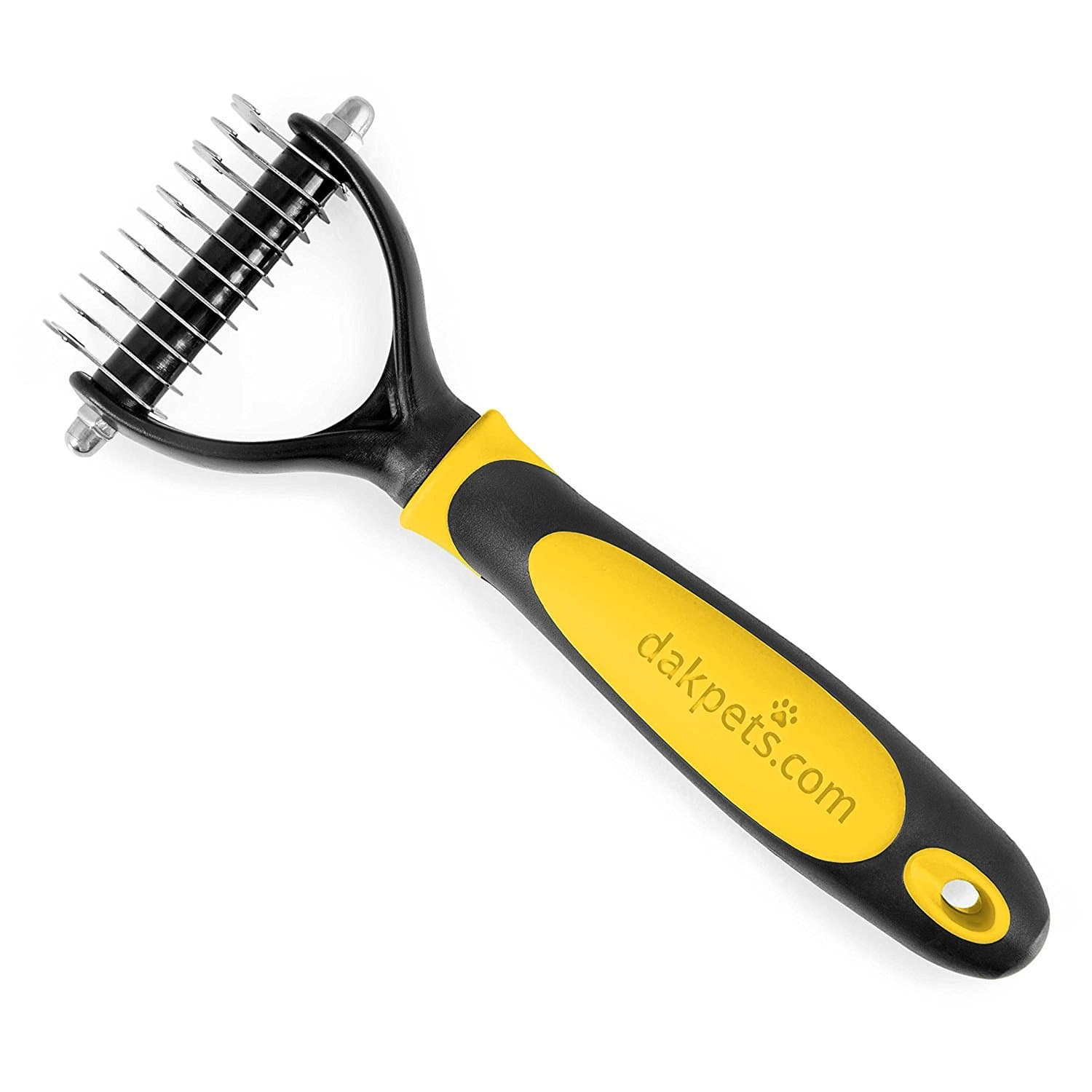 DakPets All-In-One Pet Grooming Tool | Metal Undercoat Rake, Dematting & Detangling Comb, Fur Shedding Blade, and Grooming Brush | For Medium to Long-Haired Pets