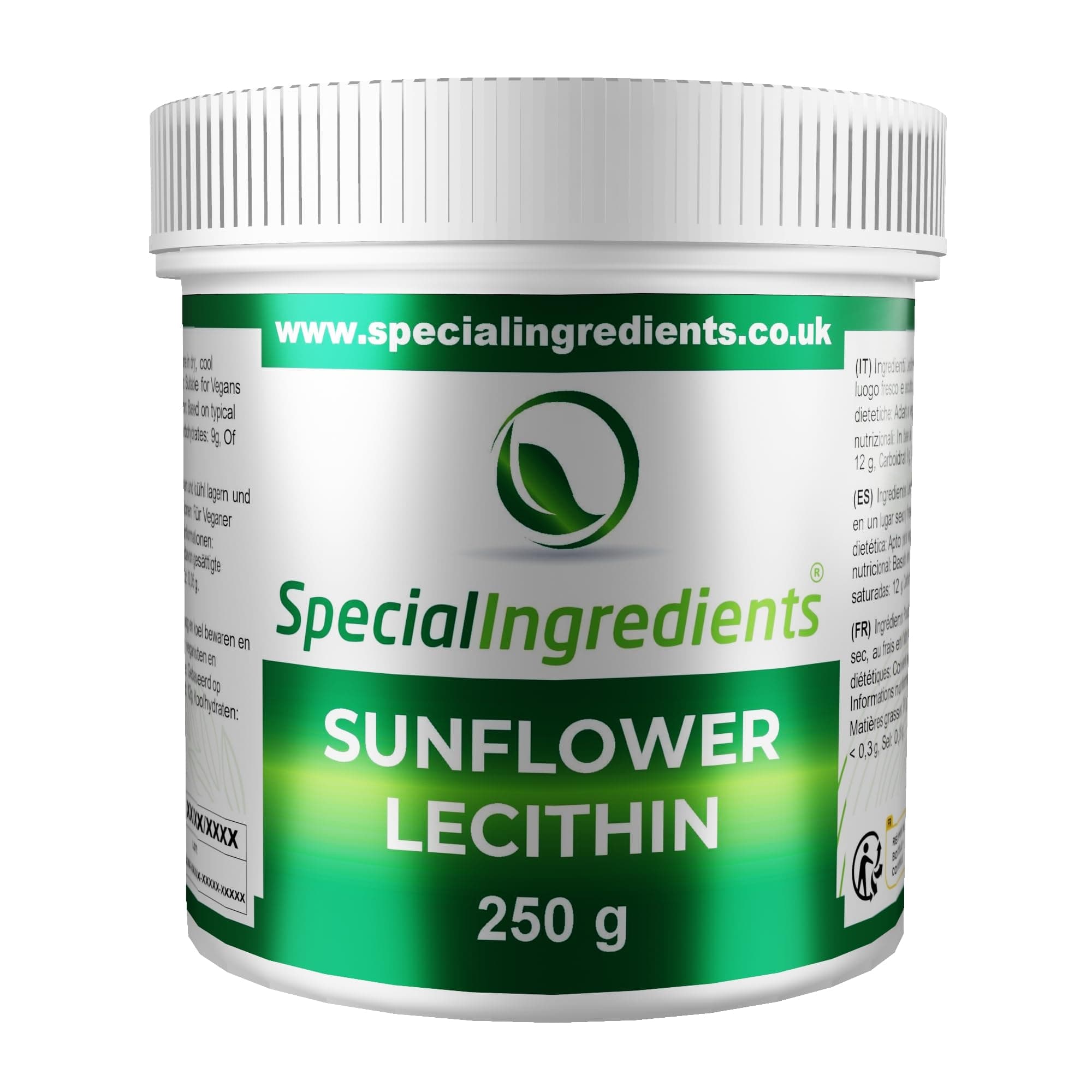 Sunflower Lecithin Powder 250g Premium Quality, Vegan, Non-GMO, Gluten Free – Recyclable Container