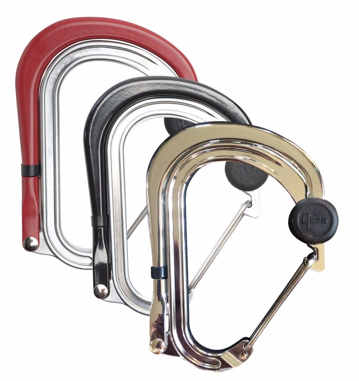 Qlipter (1.0) Carabiner Hanger with Rotating Folding Hook - Strong Clip for Camping, Travel; Adventure Tool; Sports Accessory; Organizing Gadget; Baby Gear (Thunder, Phoenix, Chrome, Bundle 1)