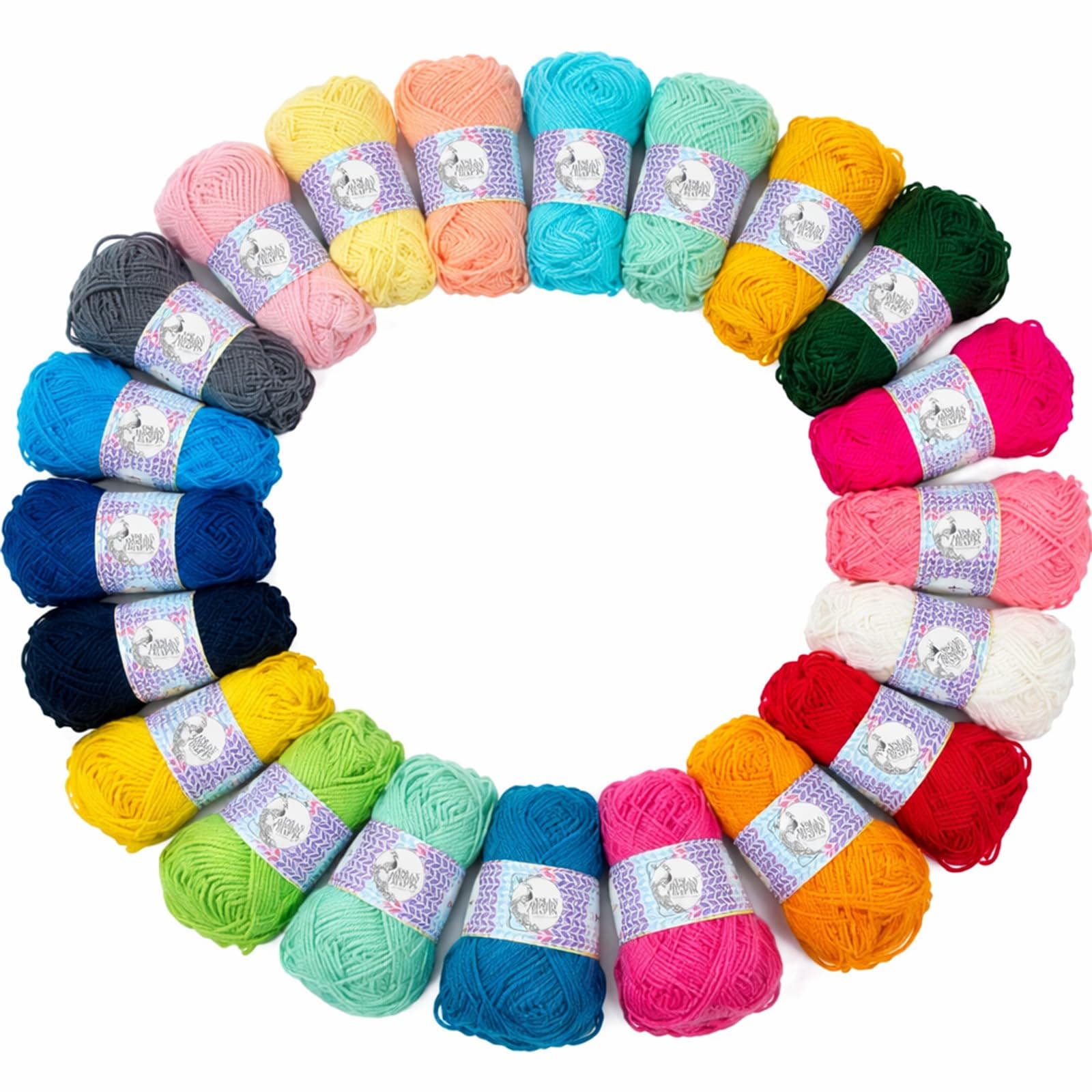 Asian Hobby Crafts Multicolor Wool Yarn Set for Knitting & Crochet, 22 Rolls x 12g Soft Woolen Yarn Thread, Beginner Friendly, DIY Crafts, Amigurumi, Hand Knitting, Crochet Projects, Embroidery, Toys, Garments, Flowers, Hobby Projects, Home Decor