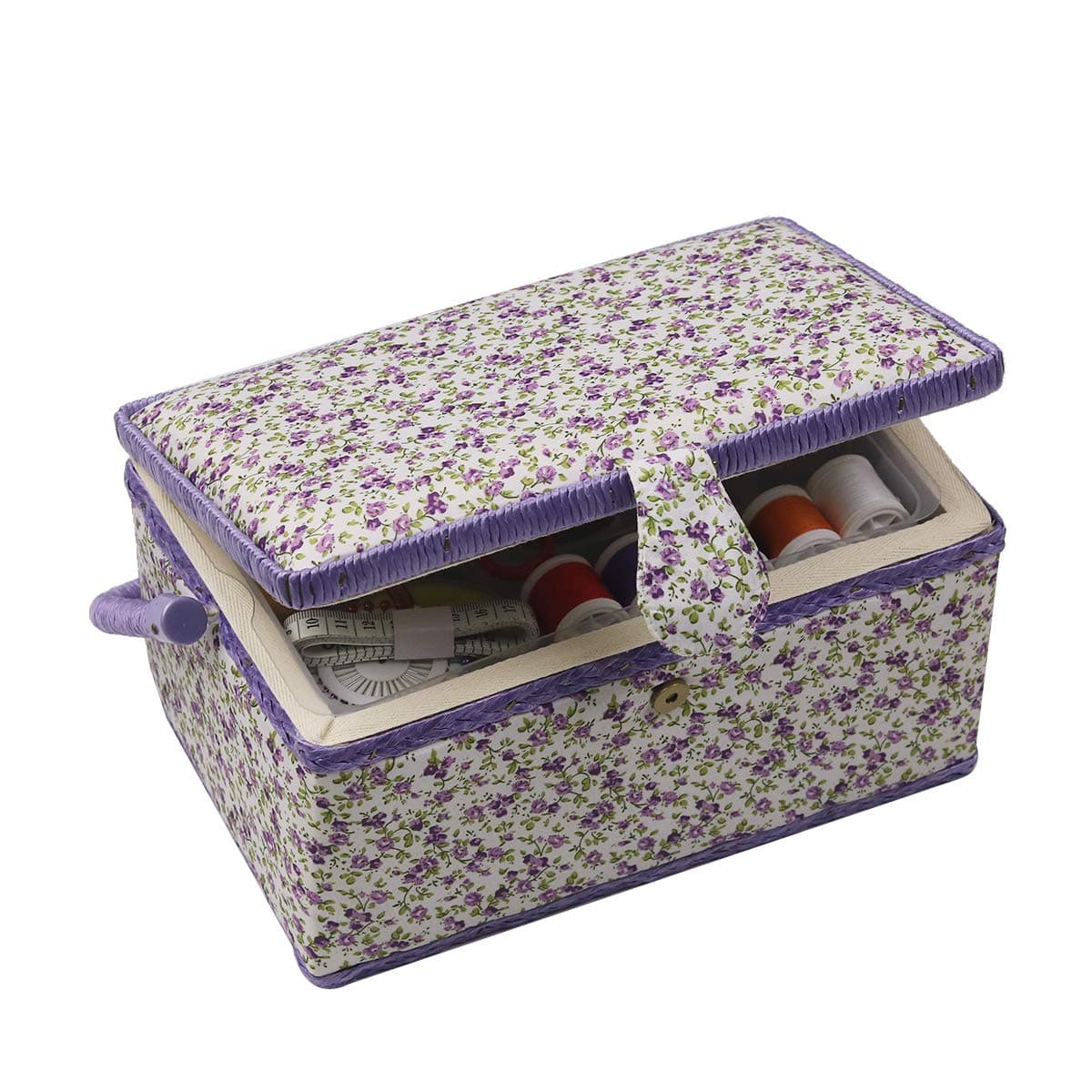 Sewing Basket - Sewing Supplies Organizer Sewing Kit Storage Container - Ideal for Needles, Thread, Scissor, Tape Measure, Thimble and Other Sewing Accessories - Purple