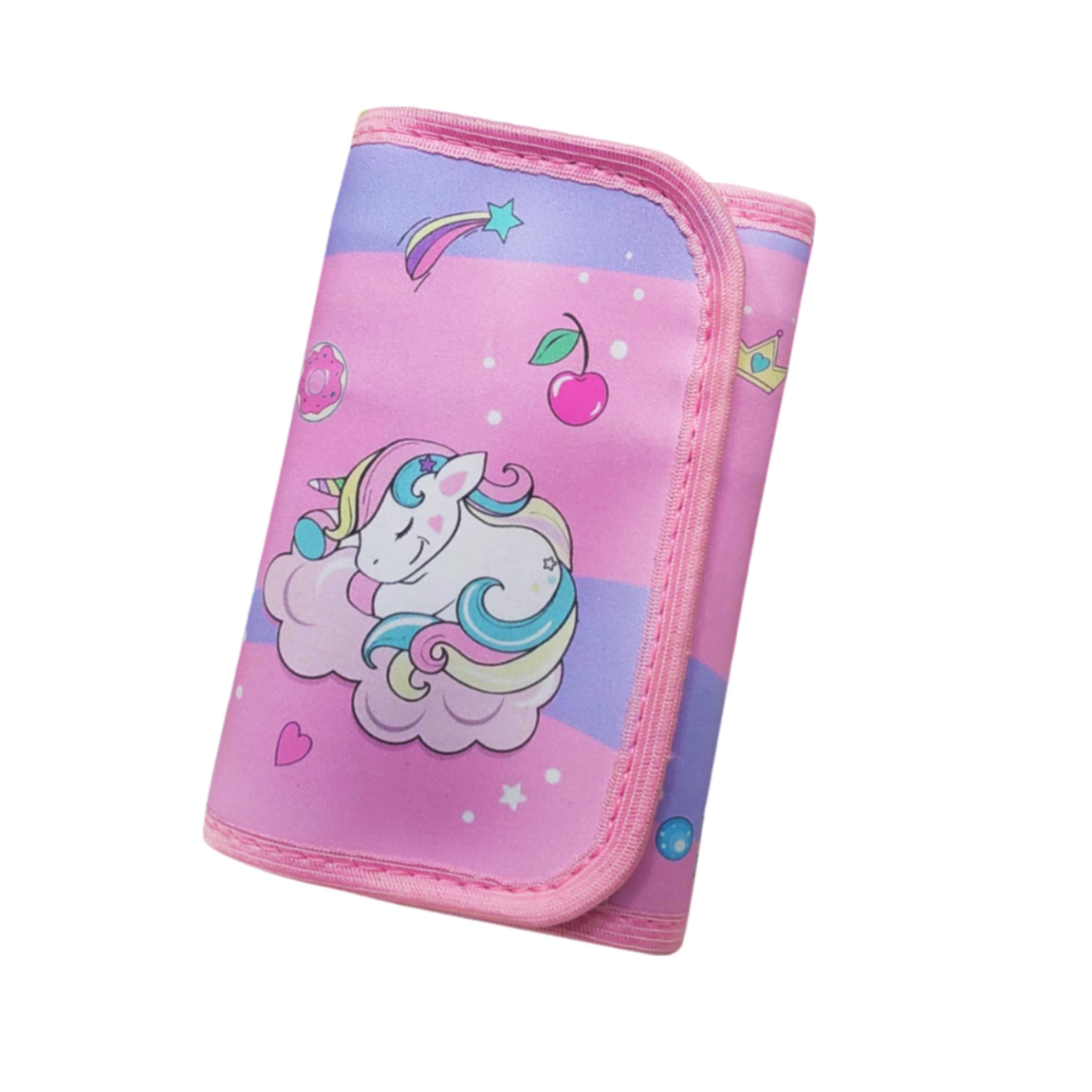 Men Faux Leather Unicorn Trifold Silicon Cartoon Wallet for Kids/Slim Front Pocket Wallet Velcro Closer I Birthday Party Return Gifts , pink