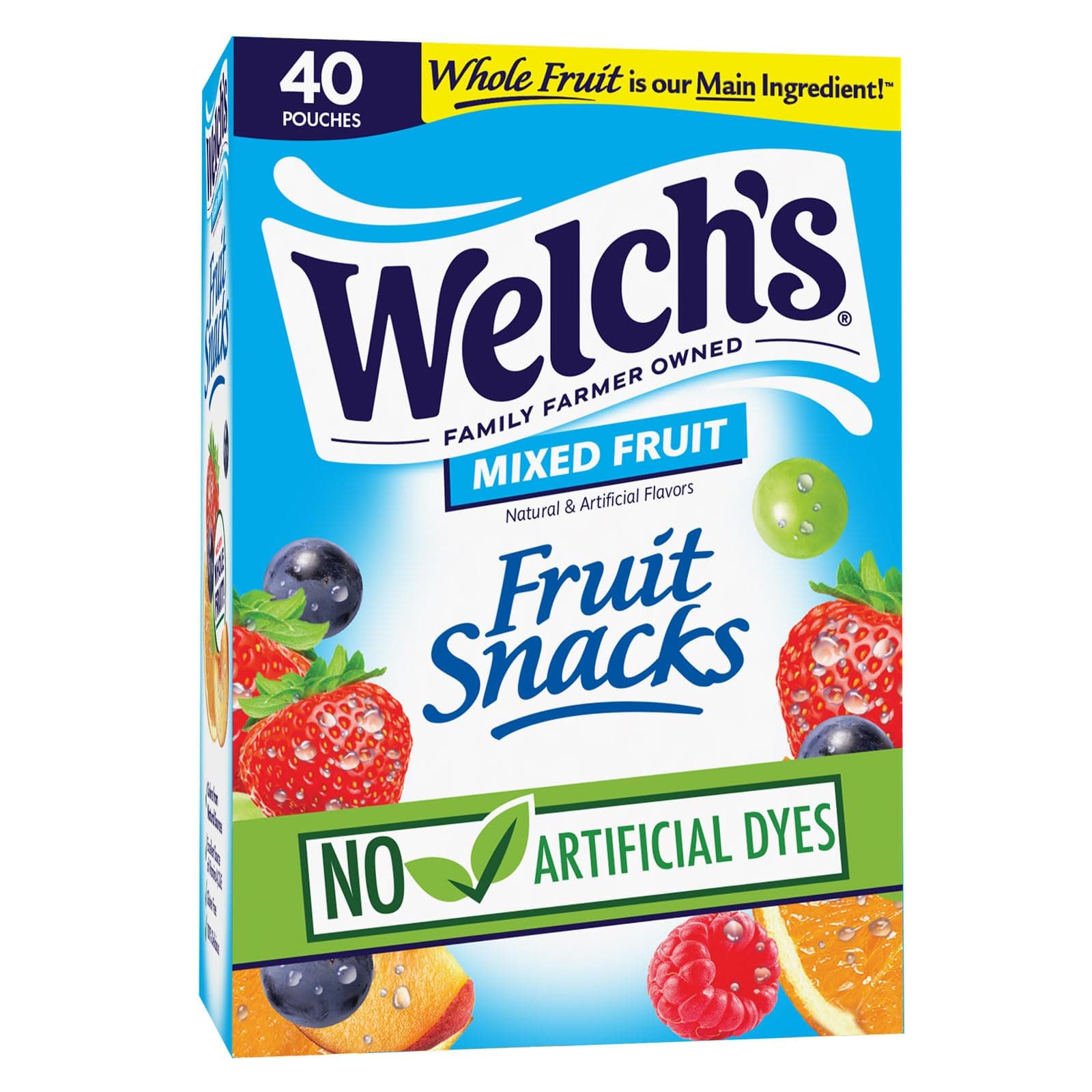 Fruit Snacks, Mixed Fruit, Gluten Free, Bulk Pack, Individual Single Serve Bags, 0.8 oz (Pack of 40)