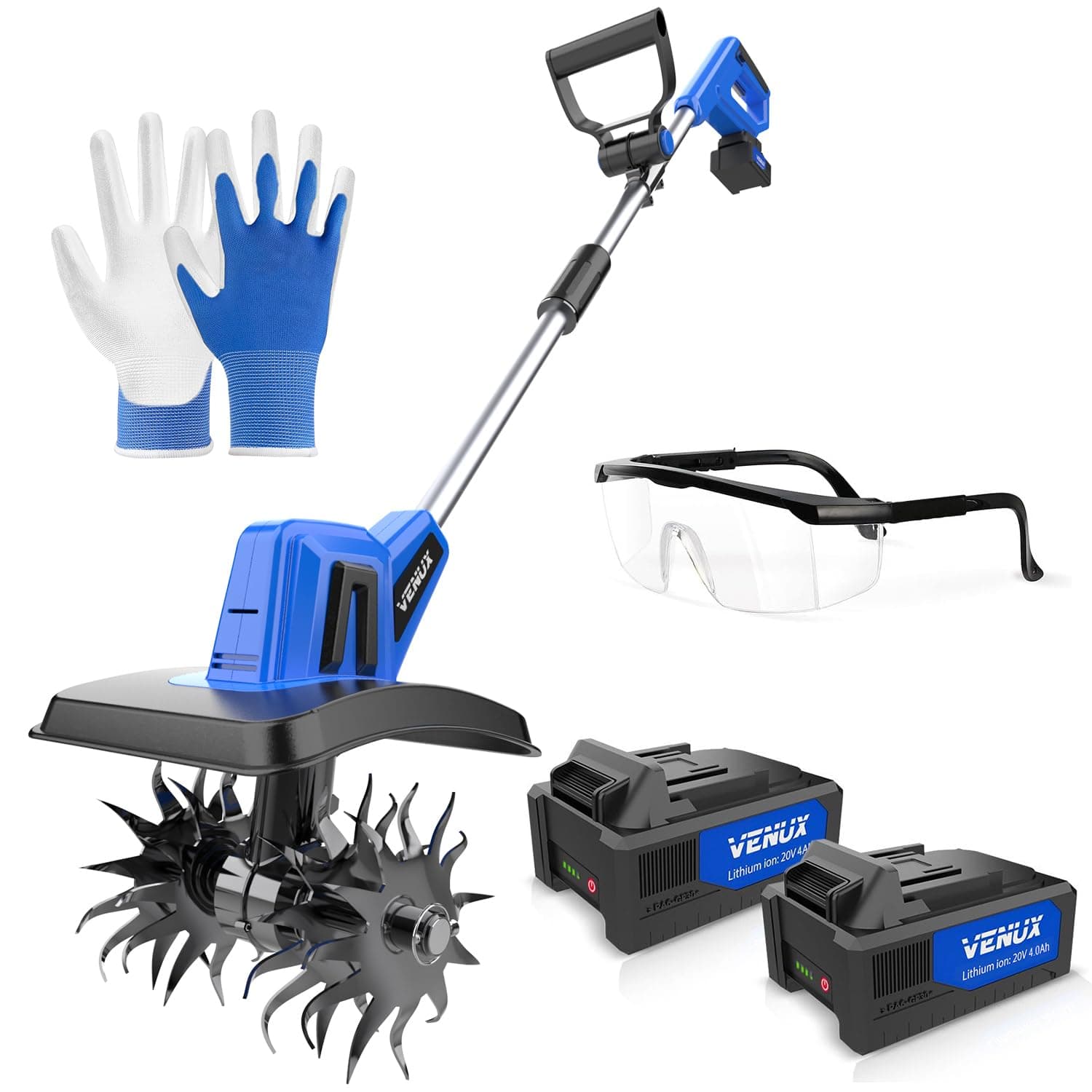 VENUX 20V Cordless Tiller Cultivator