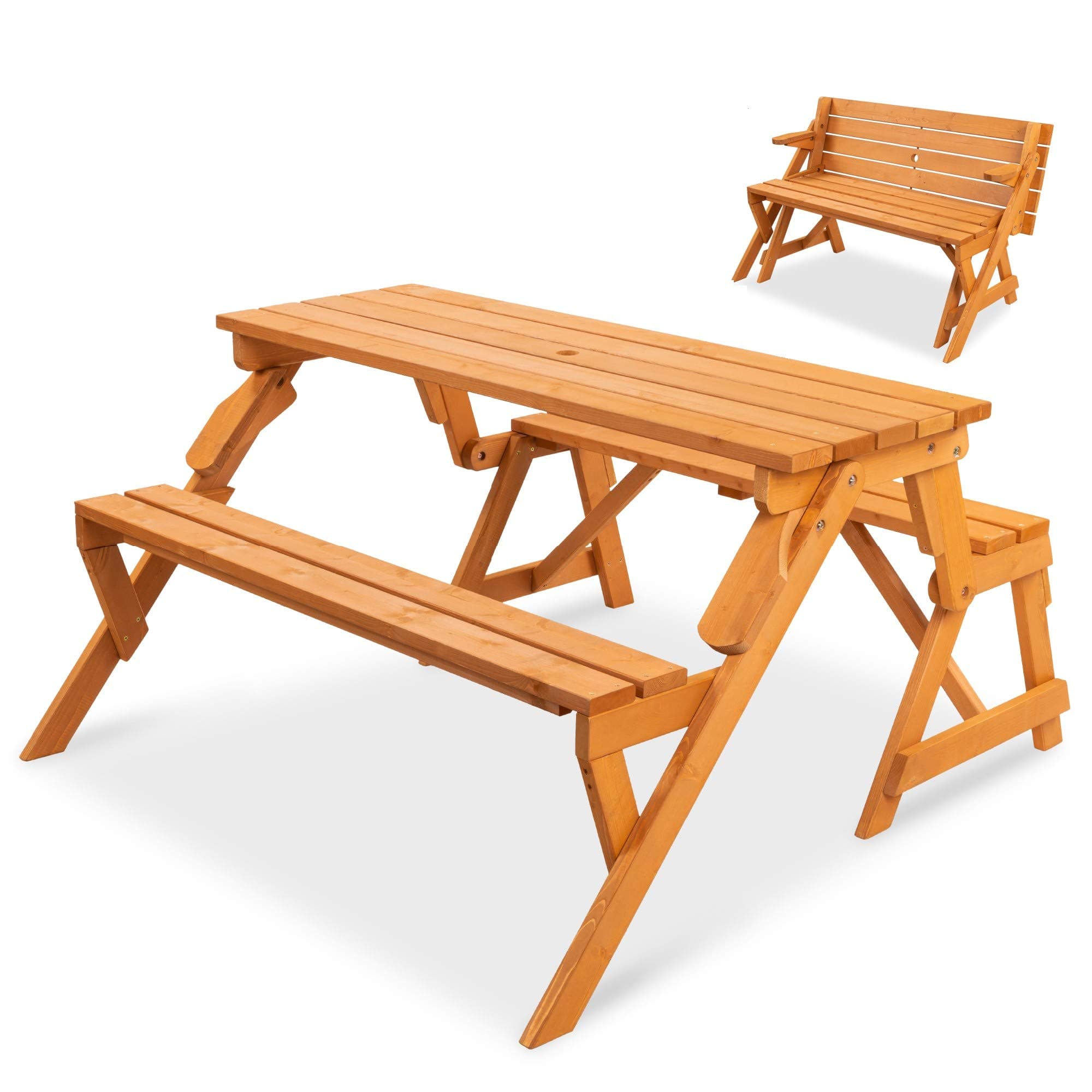 Best Choice Products Patio 2 in 1 Outdoor Interchangeable Picnic Table/Garden Bench Wood