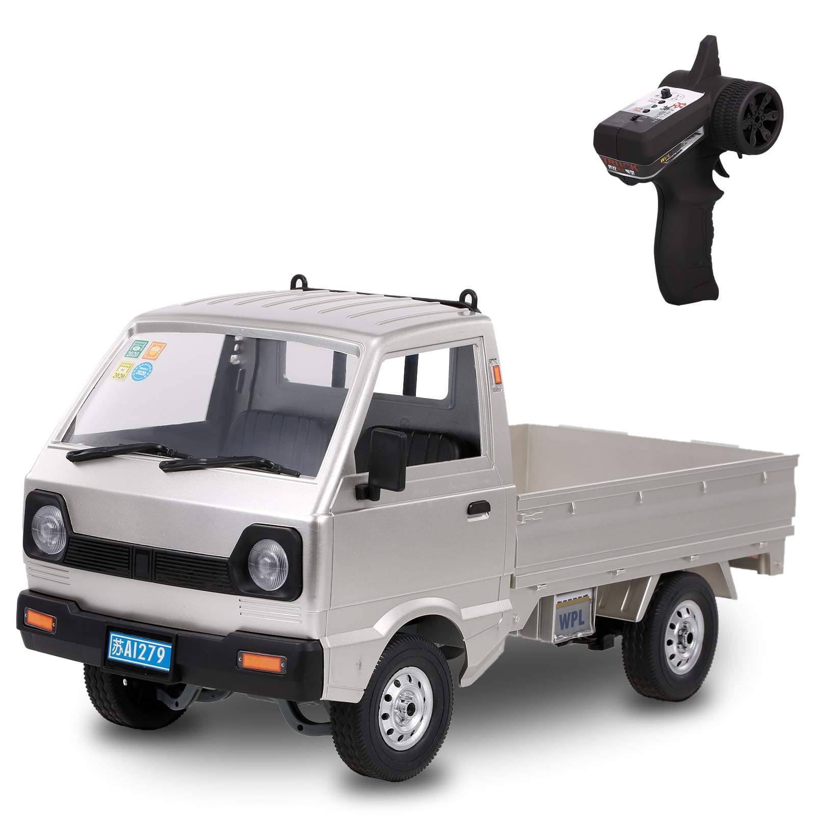 Pepisky WPL D12 RC Truck 2.4Ghz RC Car 1/10 RC Toy RTR Car Gift for Adults Kids Boys Middle Engine Rear Drive