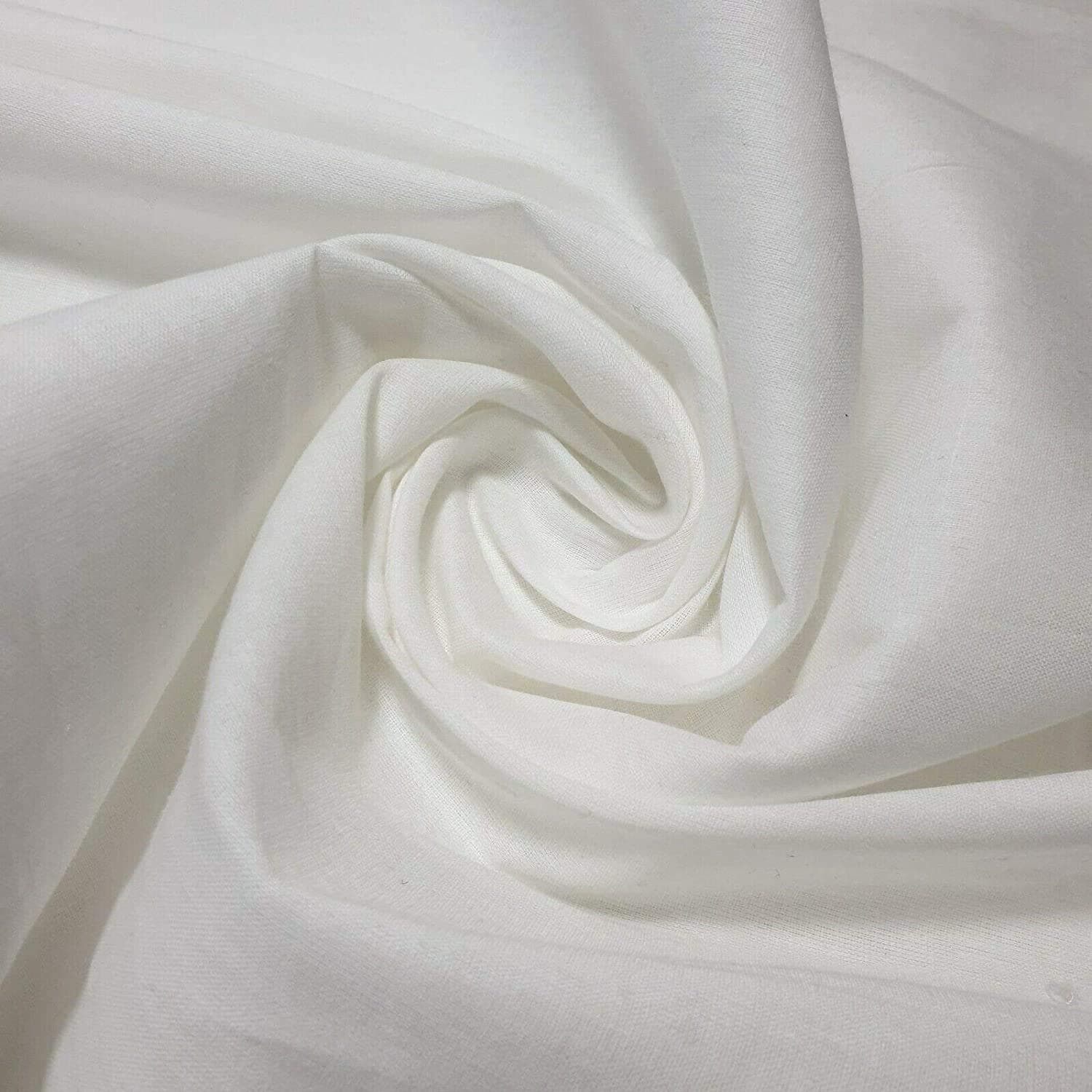 100% Egyptian Cotton Fabric Cambric Poplin Soft Dress Material/Art and Craft/Cotton White Fabric Sold by Meter UK 44" (1 Meter) (White)
