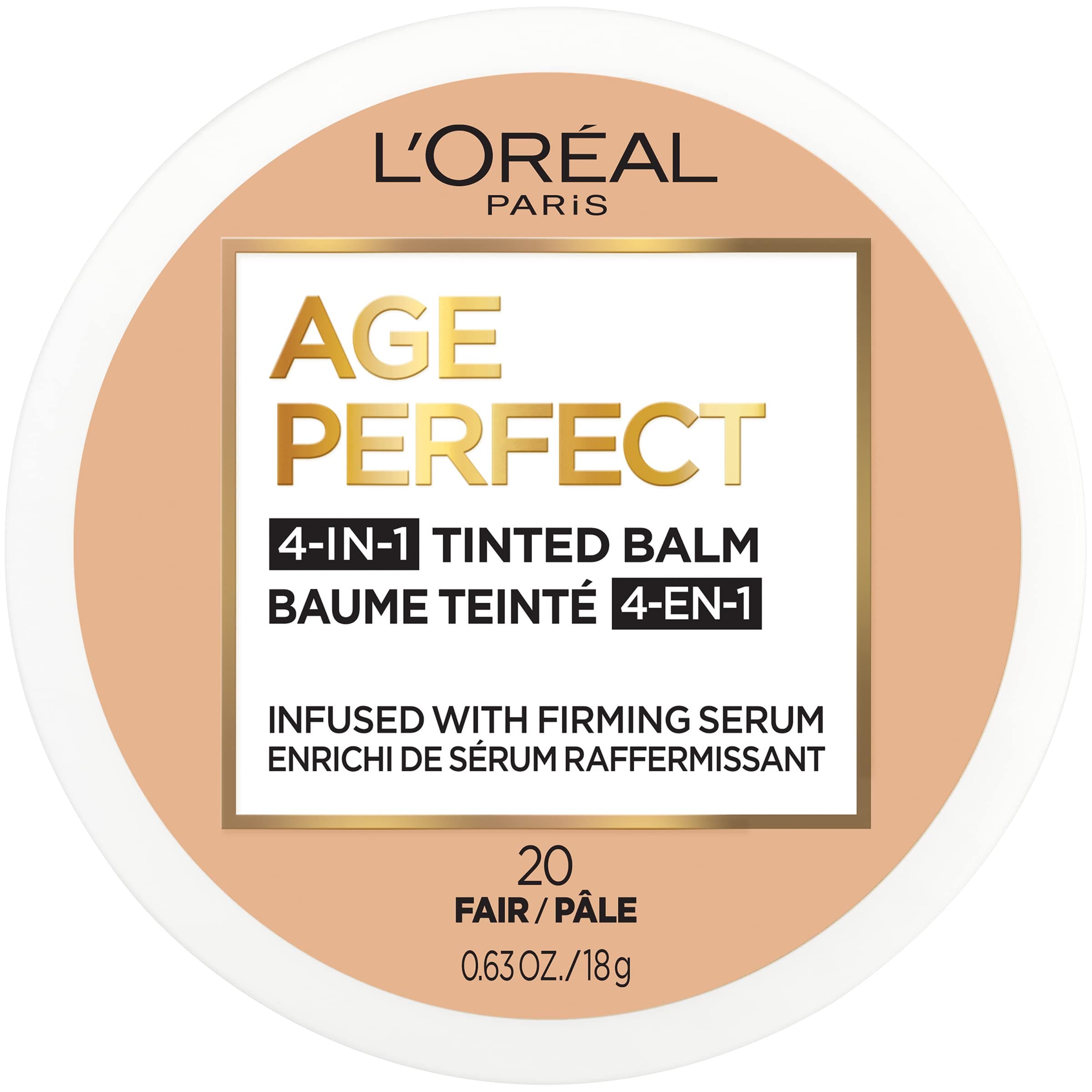 Age Perfect 4-in-1 Tinted Face Balm Foundation with Firming Serum, Fair 20, 0.61 Ounce