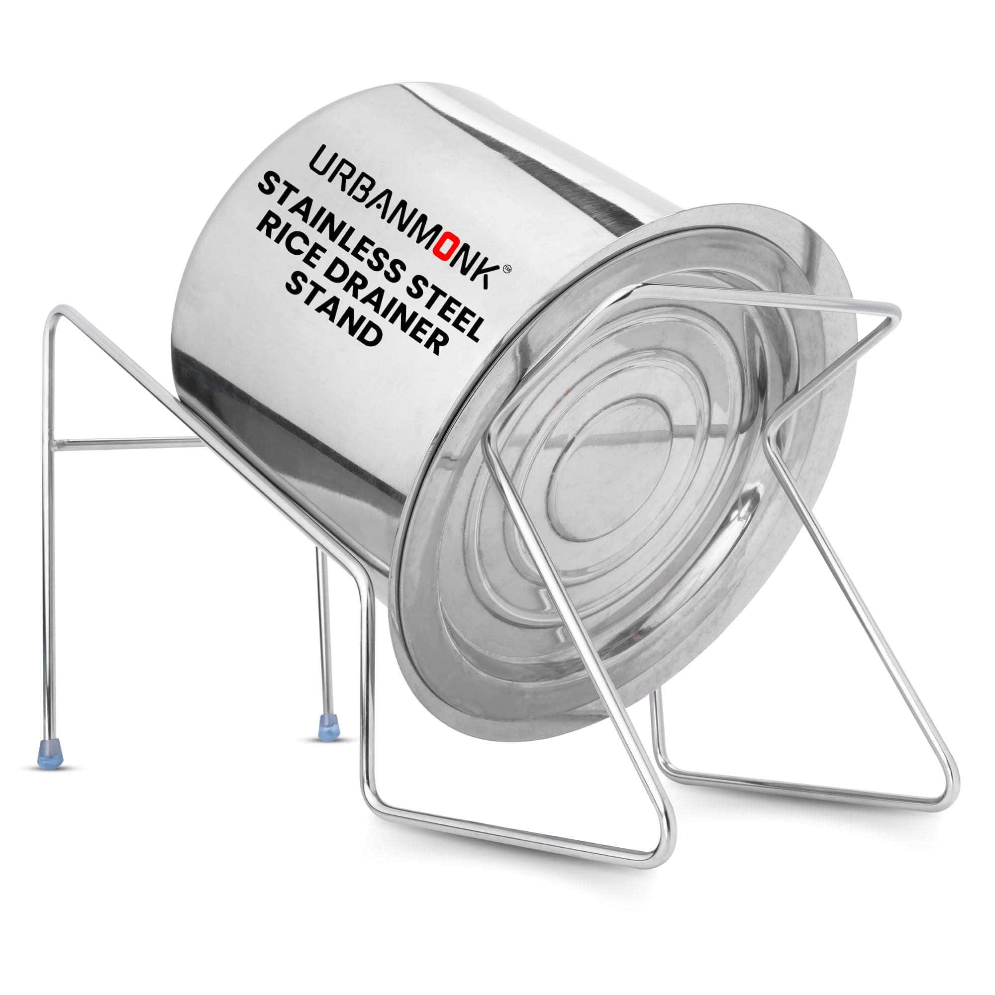 URBANMONK Rice Pot Drainer Stand | Stainless Steel Stand for Fruit, Beans, Noodle Strainer | Cooked Rice strainer stand | Hands free Rice Drainer Stand