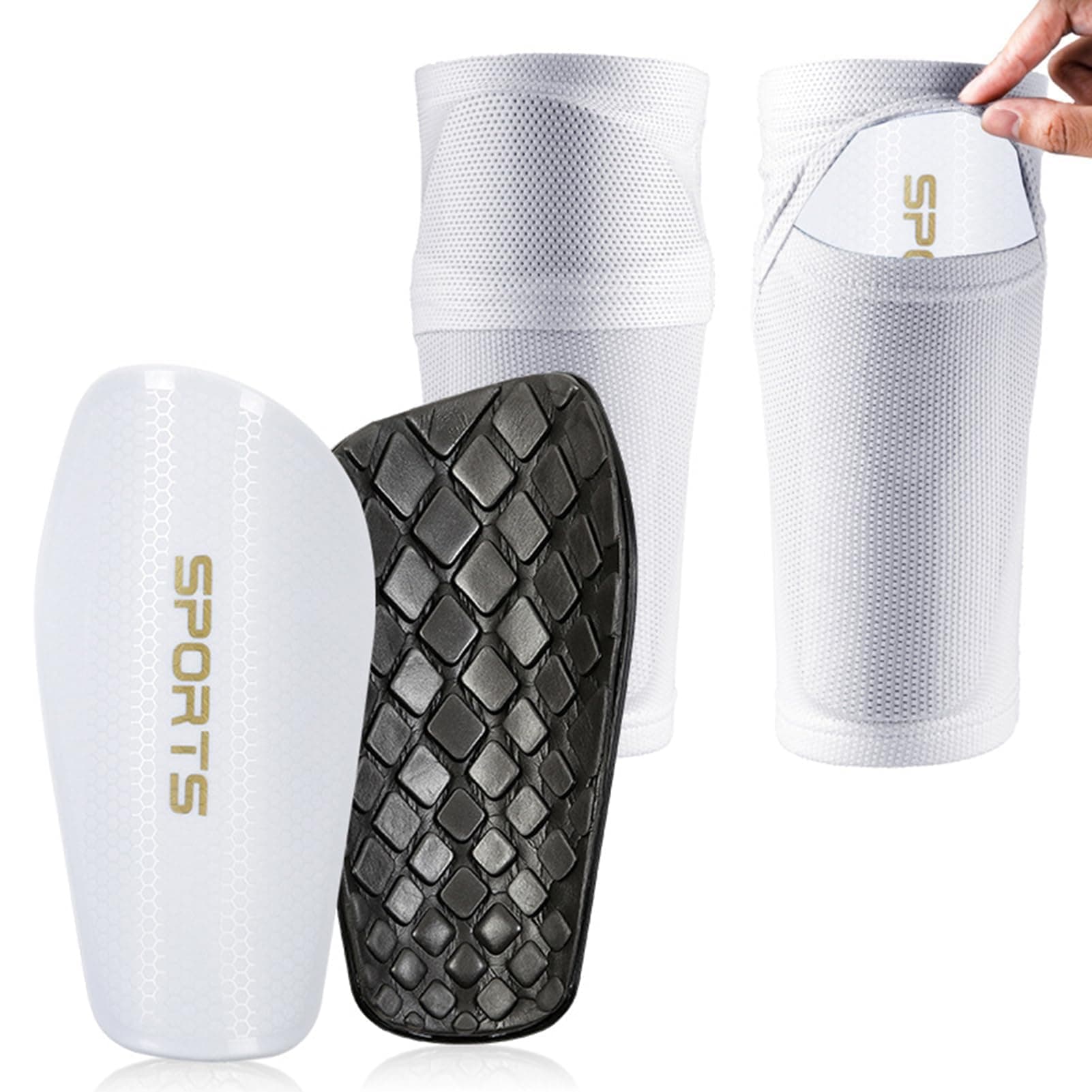 Soccer Shin Guards for Kids Youth Adults - Shin Pads and Sleeves with Optimized Insert Pocket for Boys Girls Men Women for Football Games - Protective Soccer Equipment（068）