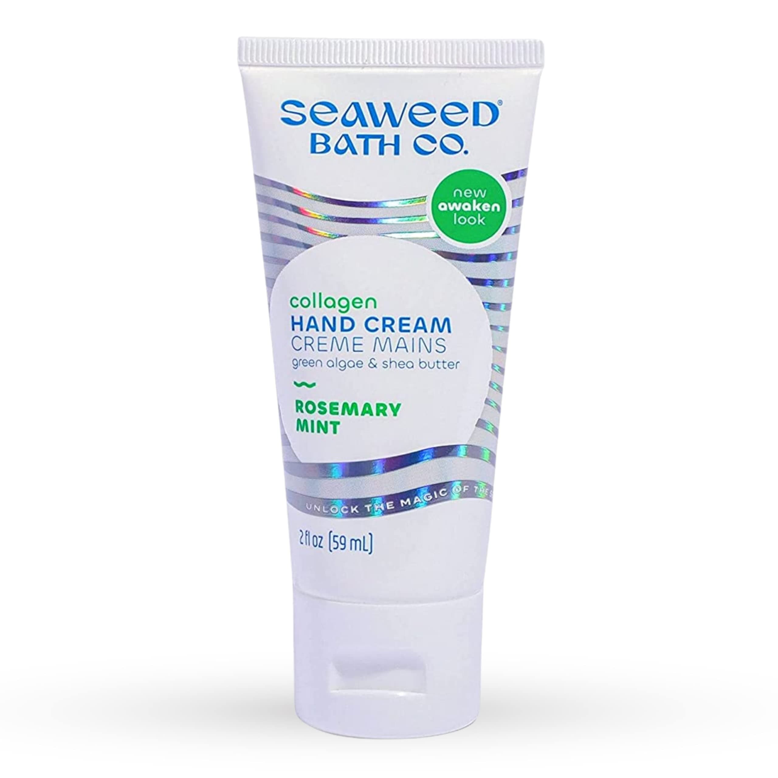 The Seaweed Bath Co. Collagen Hand Cream, 2 Ounce, Awaken Scent (Rosemary & Mint), With Natural Bladderwrack Seaweed, Vegan, Paraben Free