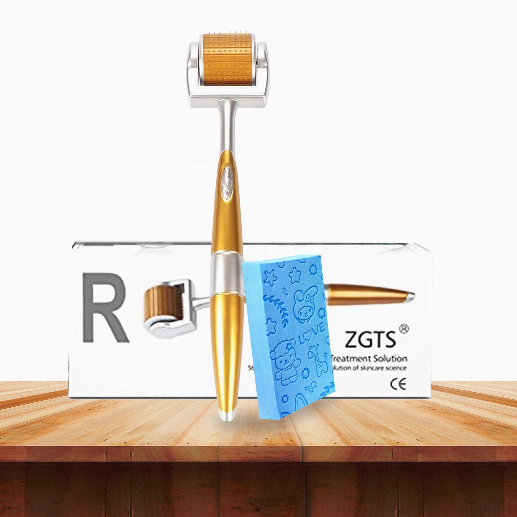 ZGTS Derma Roller 0.5mm Combo with Ultra Soft Bath Body Shower Sponge – Titanium Dermaroller for Hair Regrowth & Beard Growth with Exfoliating Spa Sponge for Dead Skin & Cellulite Removal (Pack of 4)