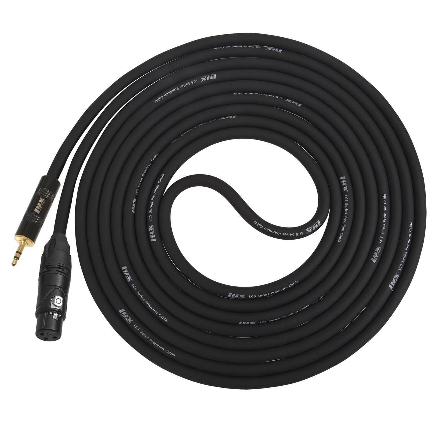 LyxPro 1/8" TRS 3.5mm Stereo to XLR Female - 20 Ft Black - Premium Cable for Professional Microphones to Connect to Devices with 3.5mm Mini inputs