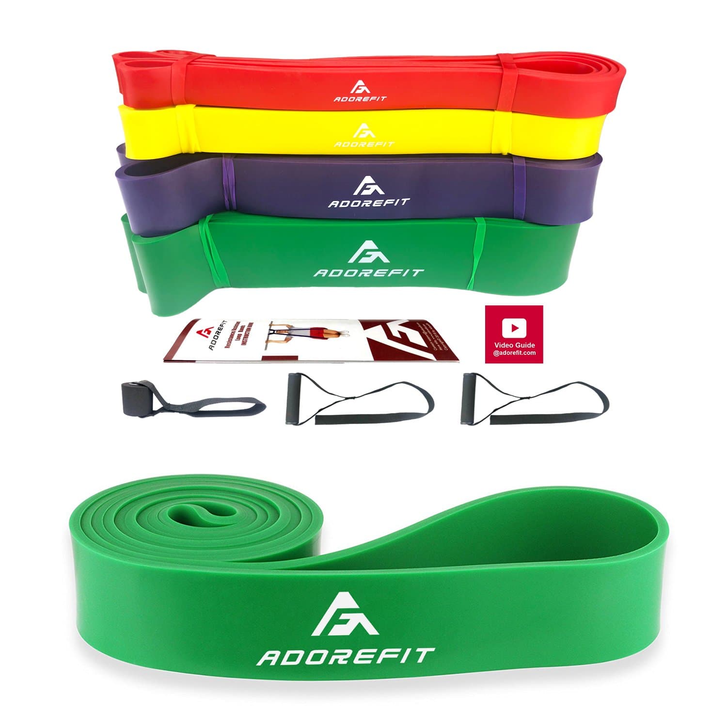 AdoreFit Resistance Exercise Loop Band,Optional Door Anchor & Handle - Assist Power Bands for Pull Up,Fitness,Home Gym,Crossfit,Power Lifting,Pilates, Stretch,Yoga,Strength Training Workout