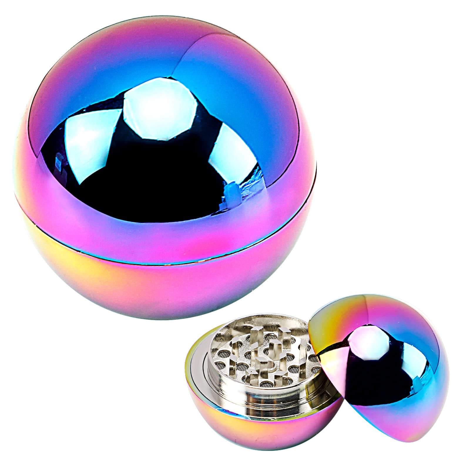 Aluminum Alloy Rainbow Spherical Herb Grinder for Spice, Kitchen Gadget Birthday Gifts
