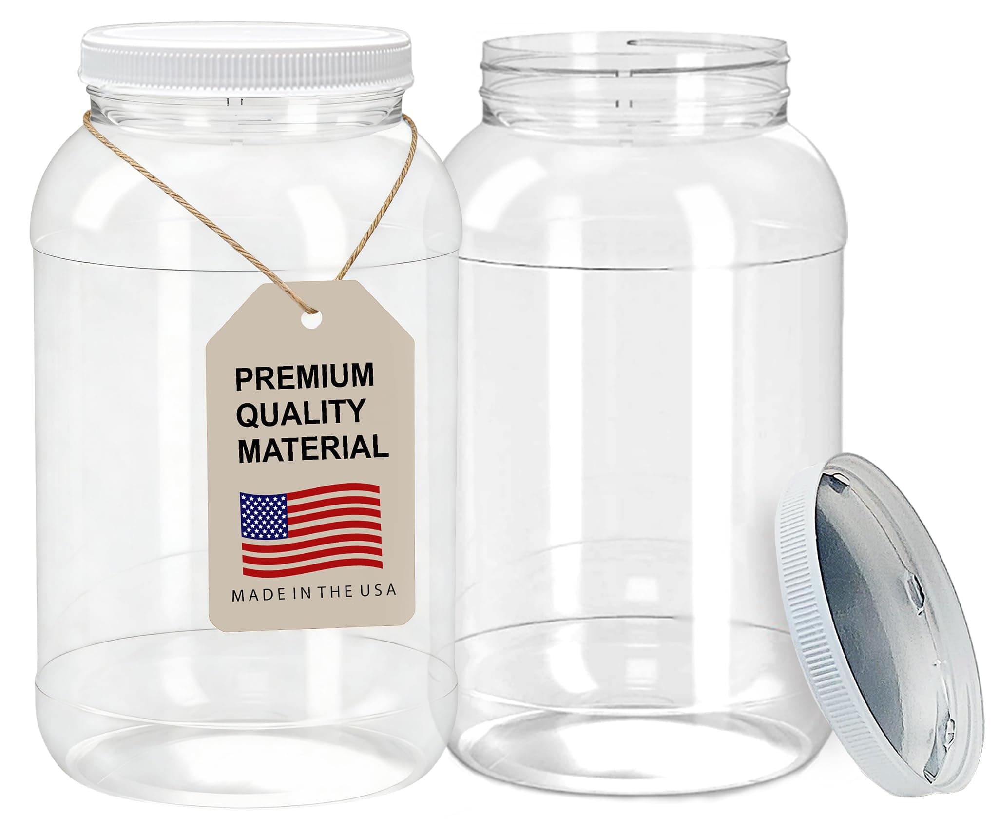 ljdeals 1 Gallon Clear Plastic Jars with Lids, Wide Mouth Storage Containers, Pack of 2, BPA Free, Food Safe, made in USA