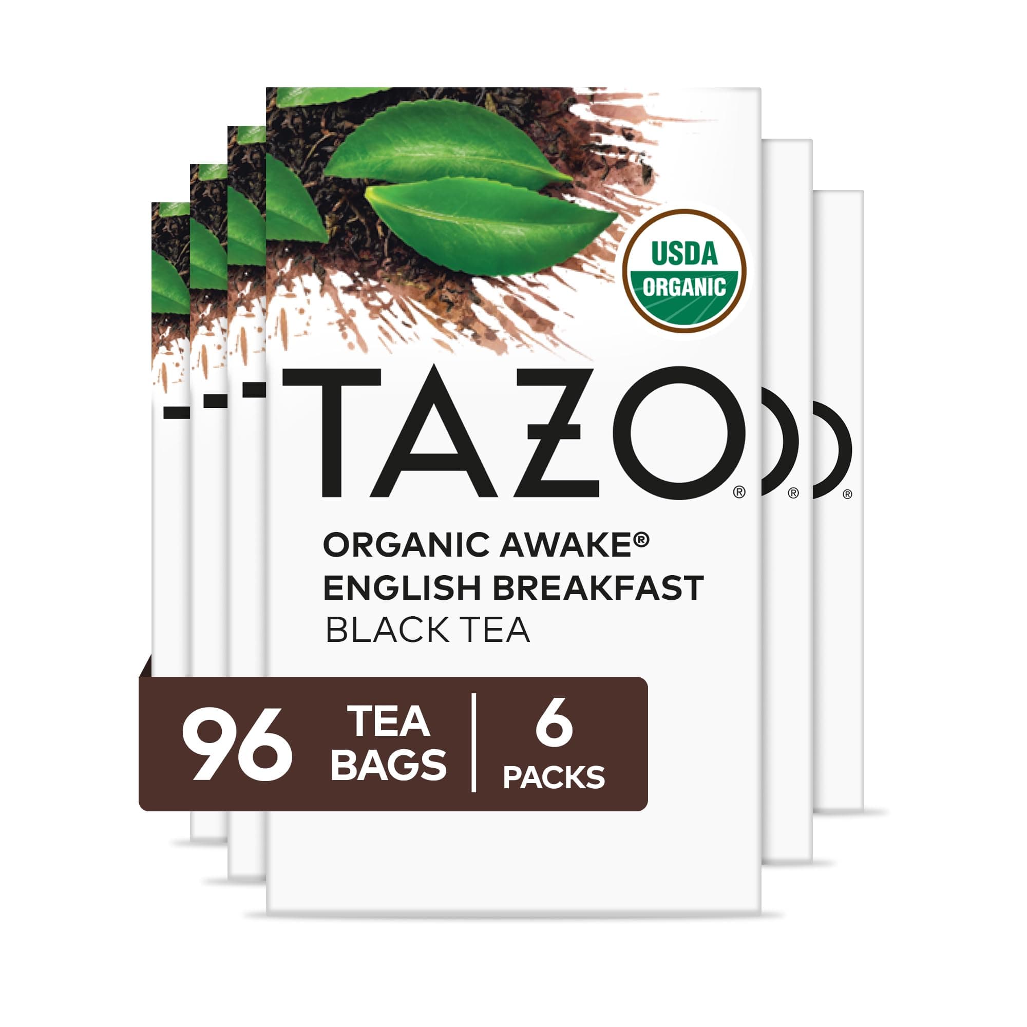 Organic Awake English Breakfast Black Tea Bags, 96 Total Tea Bags (16ct - Pack of 6)