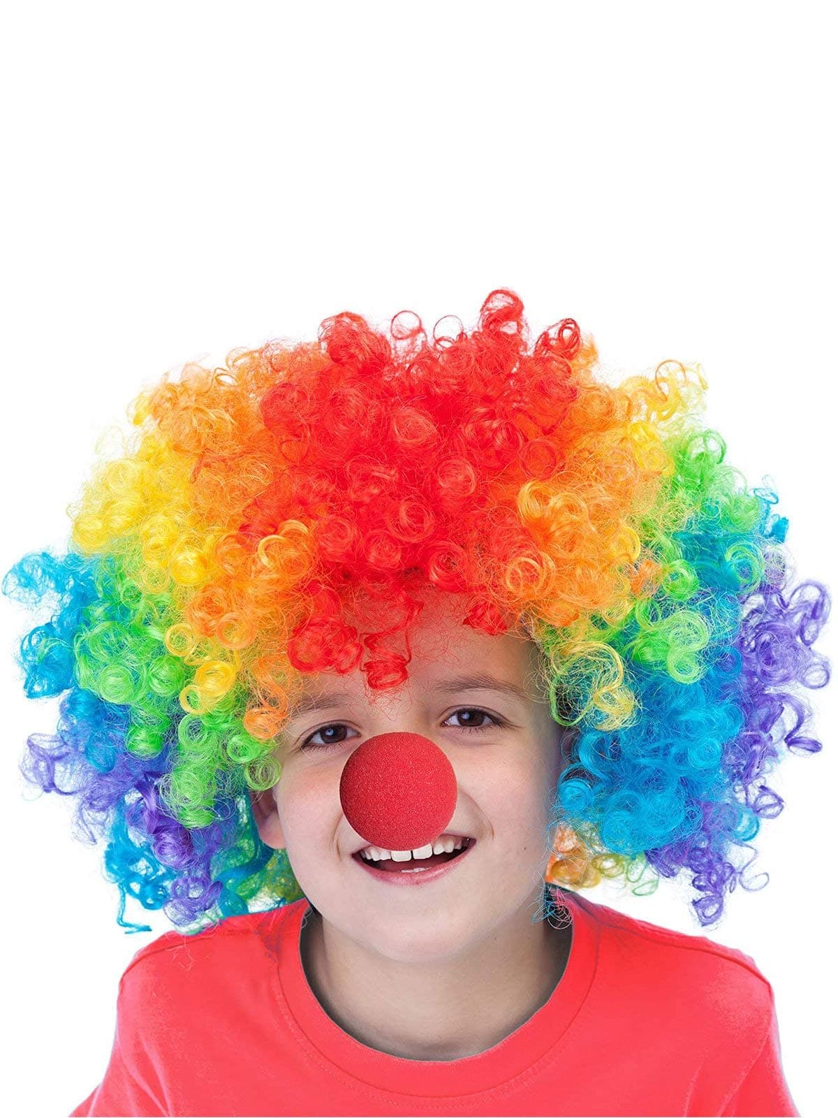 BookMyCostume Buy Joker Clown Hair Wig & Foam Nose Unisex Adult & Kids Fancy Dress Costume Accessory, Multicolor