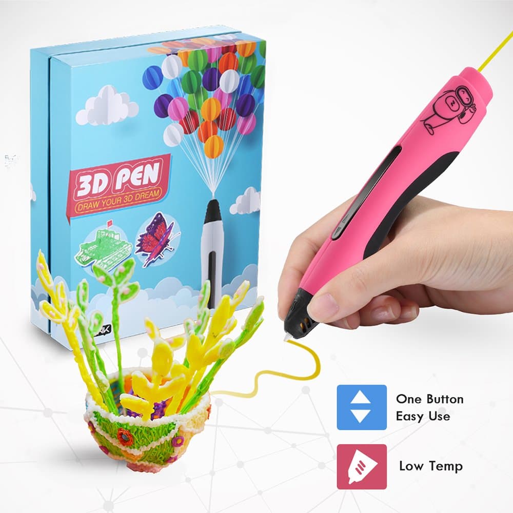 Ailink 3D Printing Pen, 20 PCS Non-Toxic 1.75mm PCL Filament +1 Small Drawing Board + 1 Small Shovel + 2 Finger Cot Arts Crafts DIY Gift (Red)