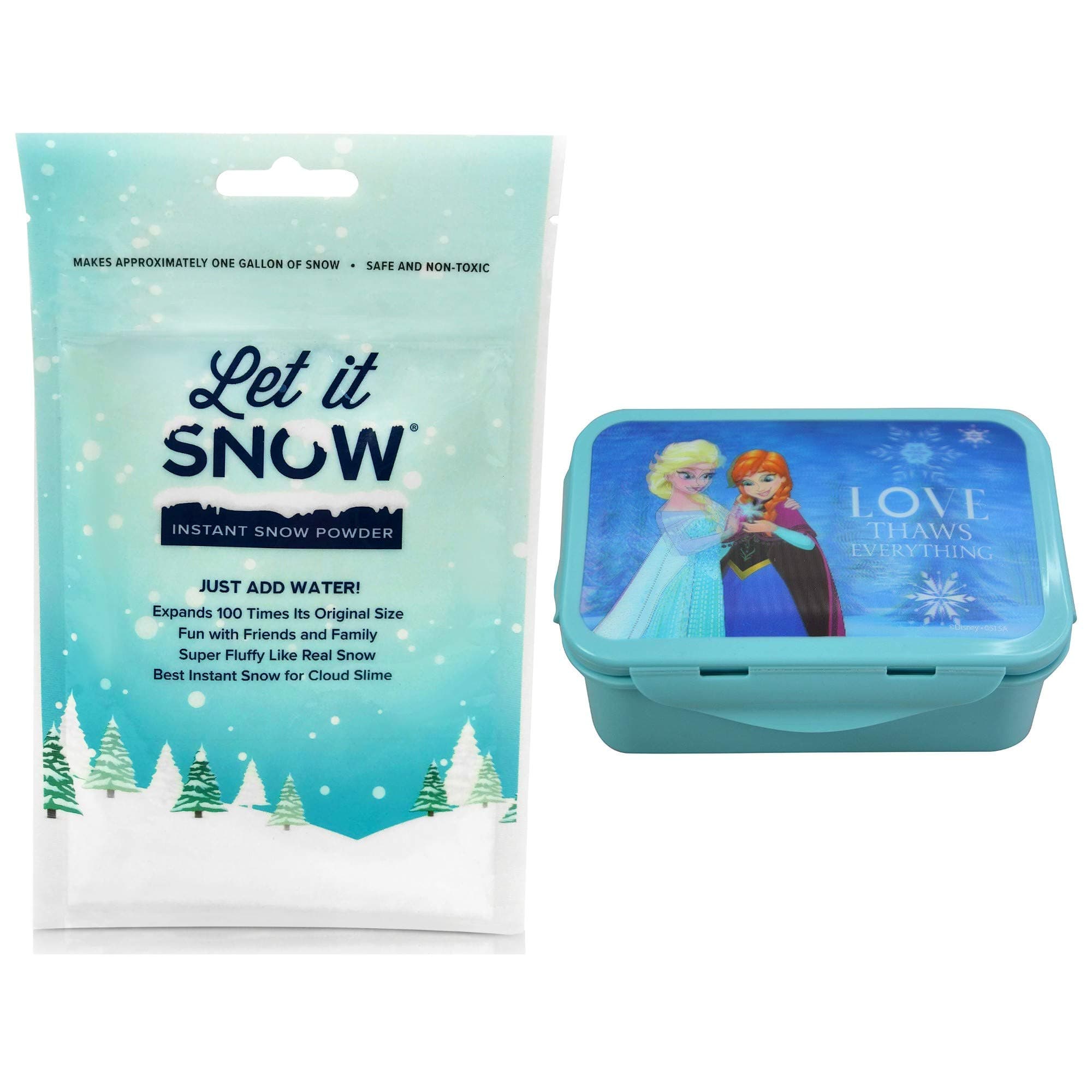 Let it Snow Slime Kit Slime Container with Lid and Instant Snow Powder for Slime - Cloud Slime Supplies Best Fake Snow for Slime Mix Makes 1 Gallon! Perfect Slime Making Kit Bundle for Parties!