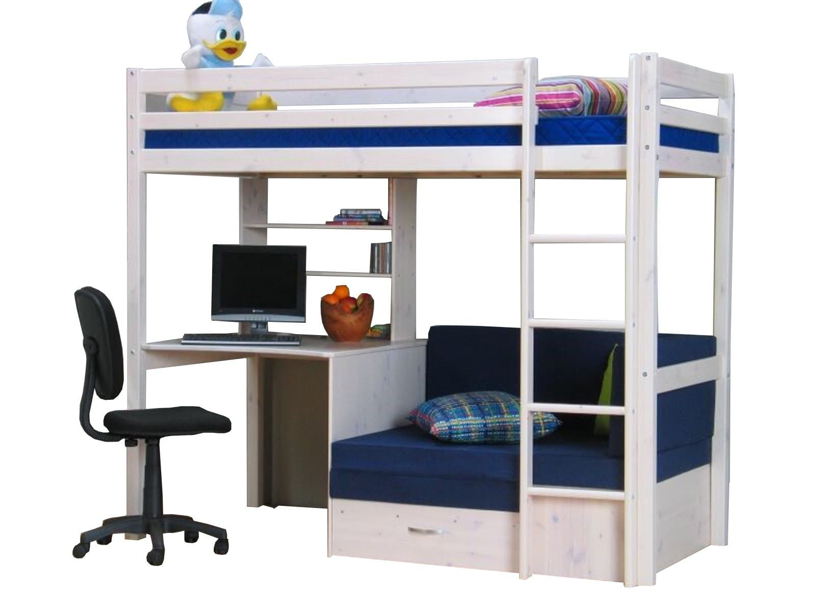 Thuka Cabin Bed 90 x 200 cm Solid Pine Bed Children's Bed Guest Bed Desk