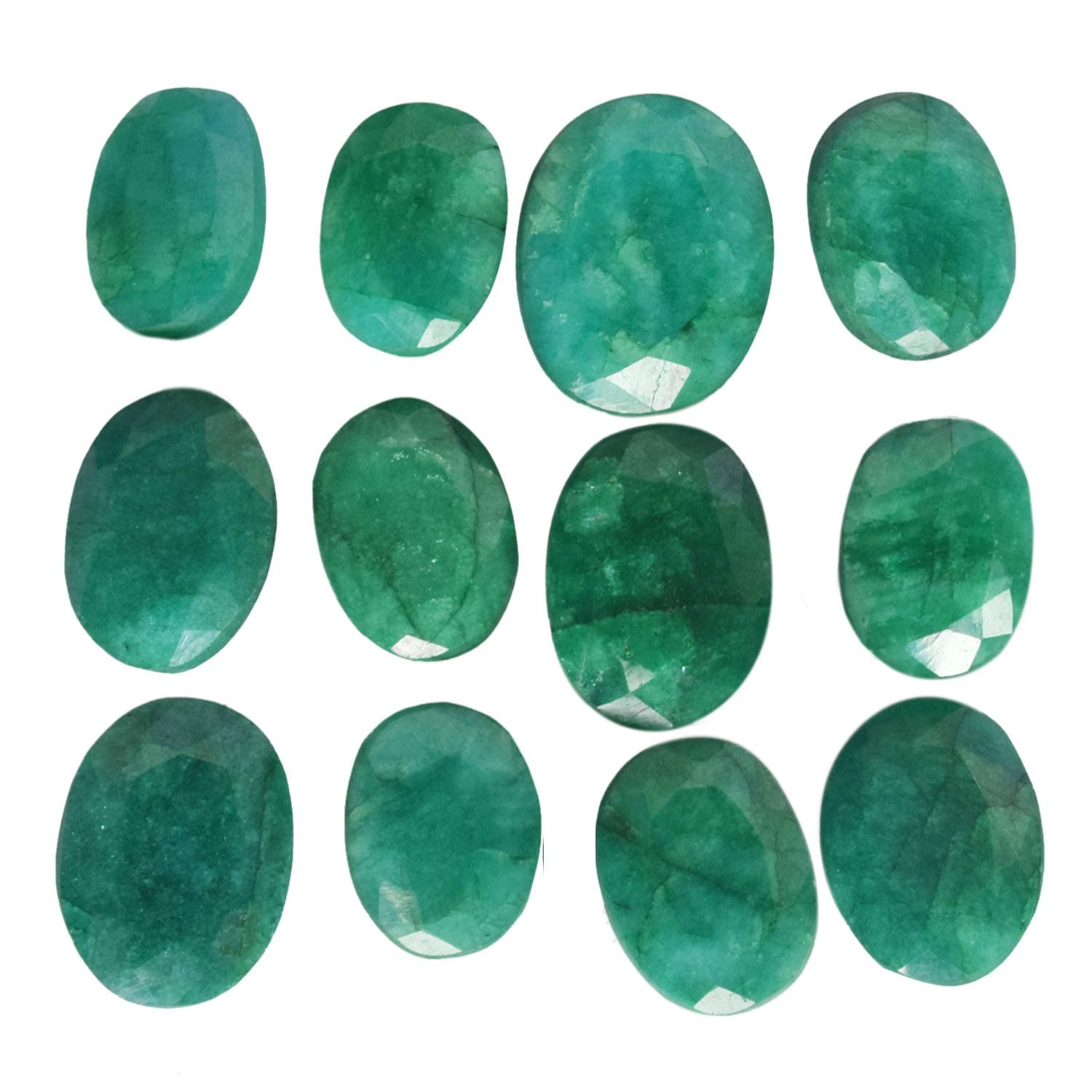 GEMHUB Natural Oval Cut Colombian Loose Green Emerald Gemstones Lot Approx 60 Ct of 12 Pcs