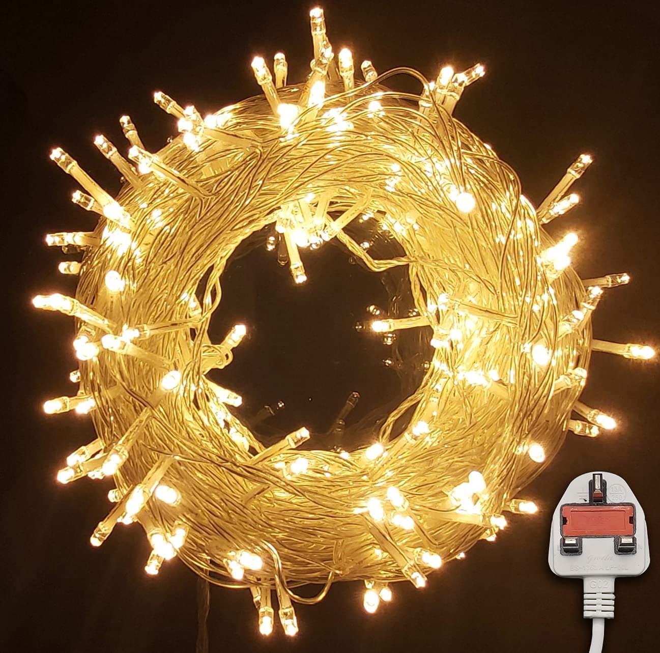 Top Urban Plug in Fairy Lights |50m-500LED, Warm White| Mains Powered Waterproof String Lights for Indoor Wall Décor Outdoor Christmas Lights