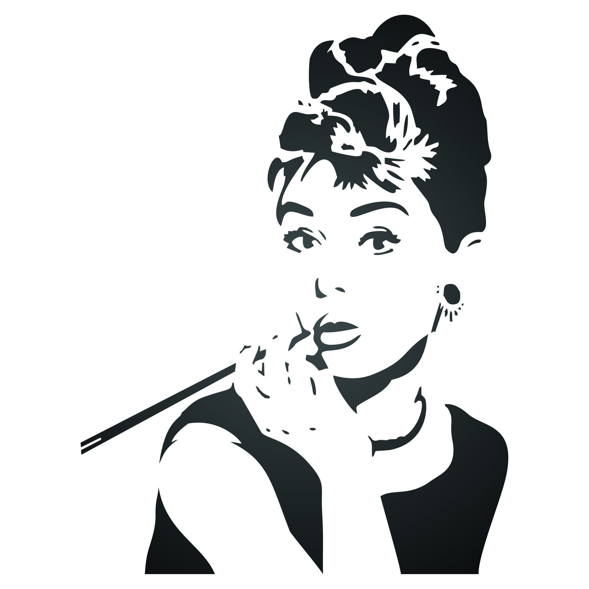 Audrey Hepburn Stencil, 13 x 17 inch (L) - Actress Star Breakfast at Tiffany's Stencils by CRAFT KREATIVELY