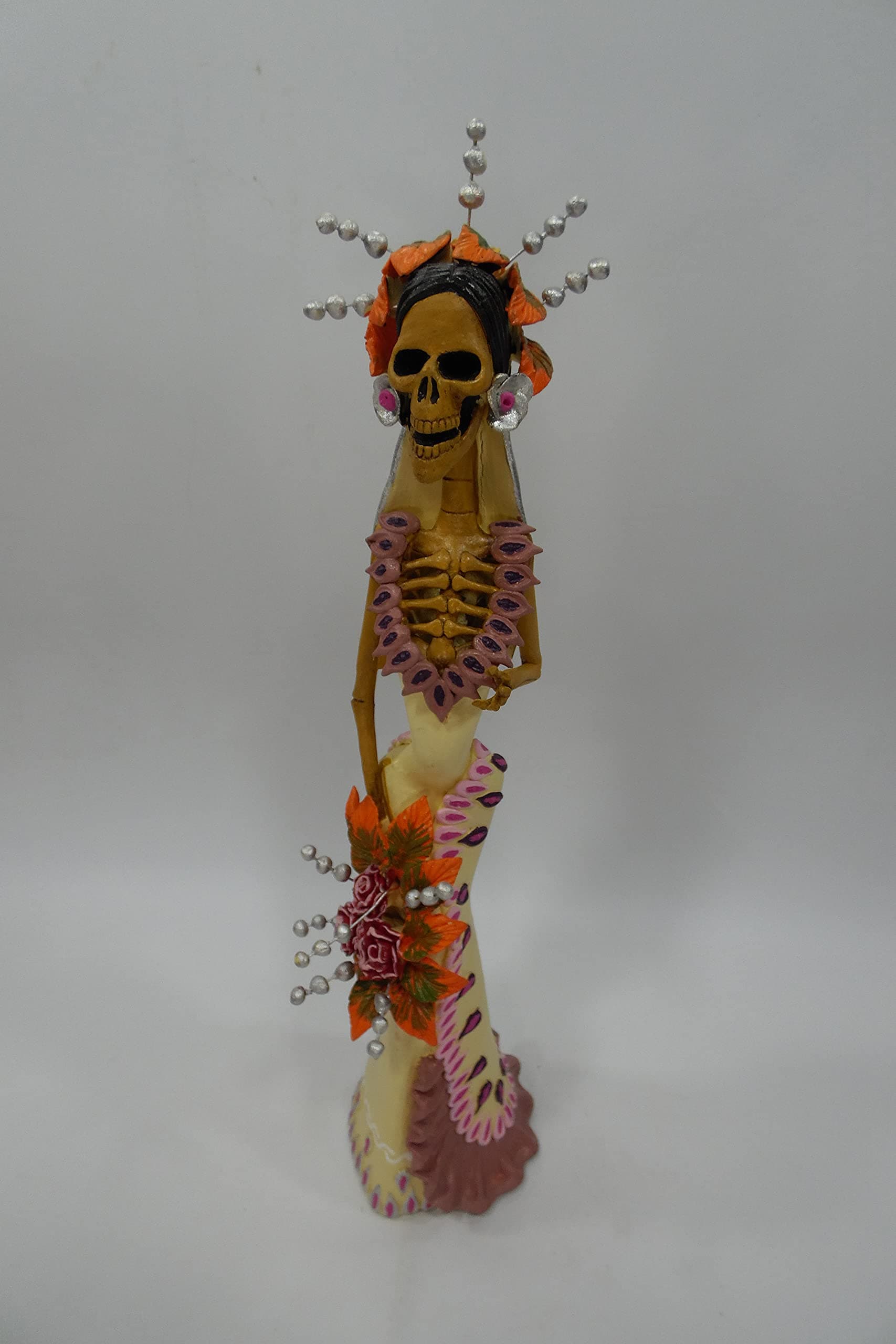 FINE ART CATRINA mexican day of the dead folk art handmade clay figure 16"