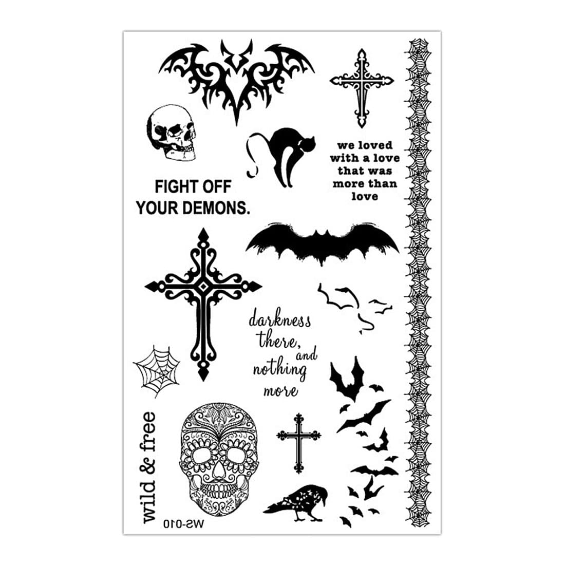 Temporary Tattoo For Girls Men Women 3D Skull Sticker Size 19x12CM - 1PC. (10) Black