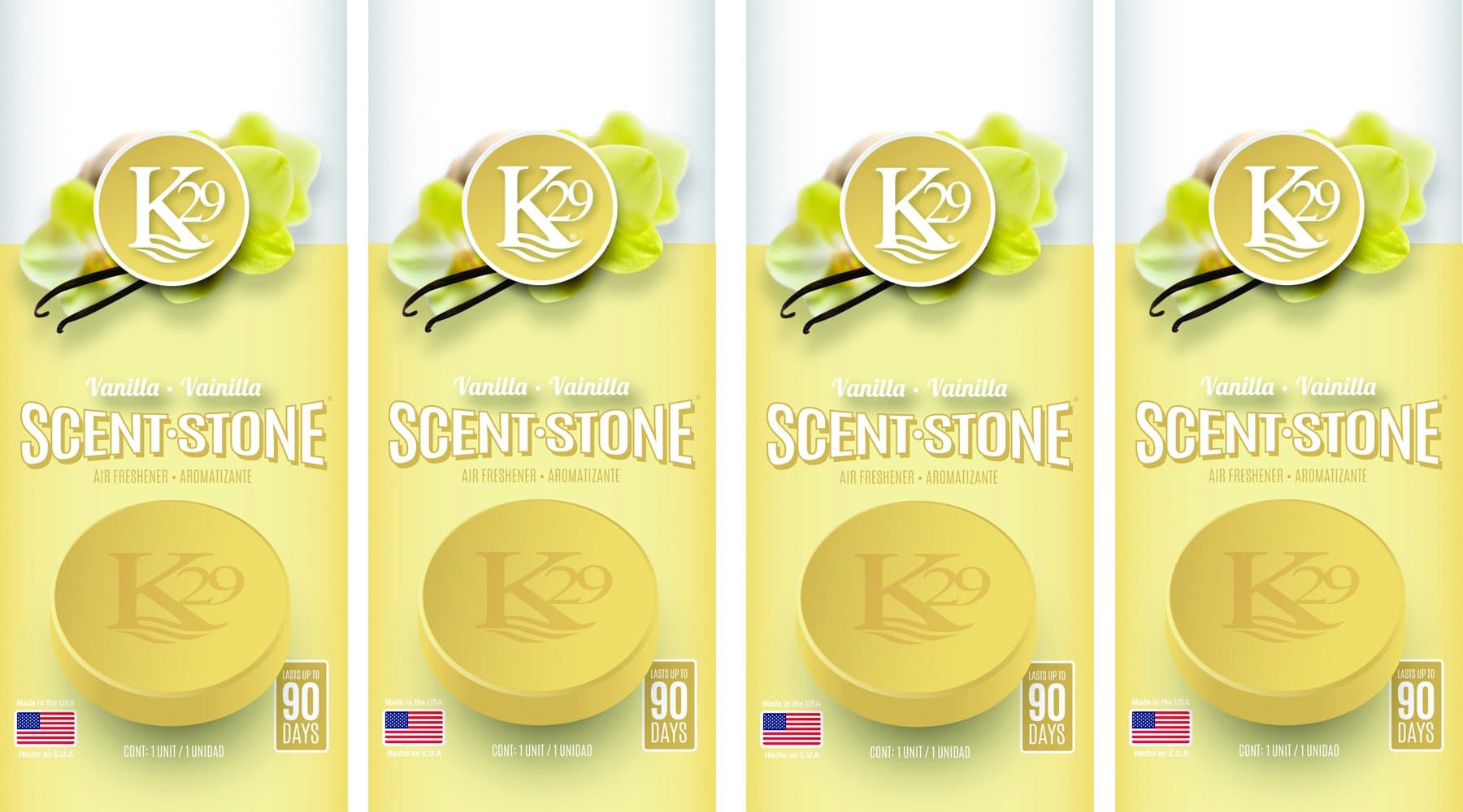 (K16013-4) K29 Stone 'Vanilla' Air Freshener, (Pack of 4)
