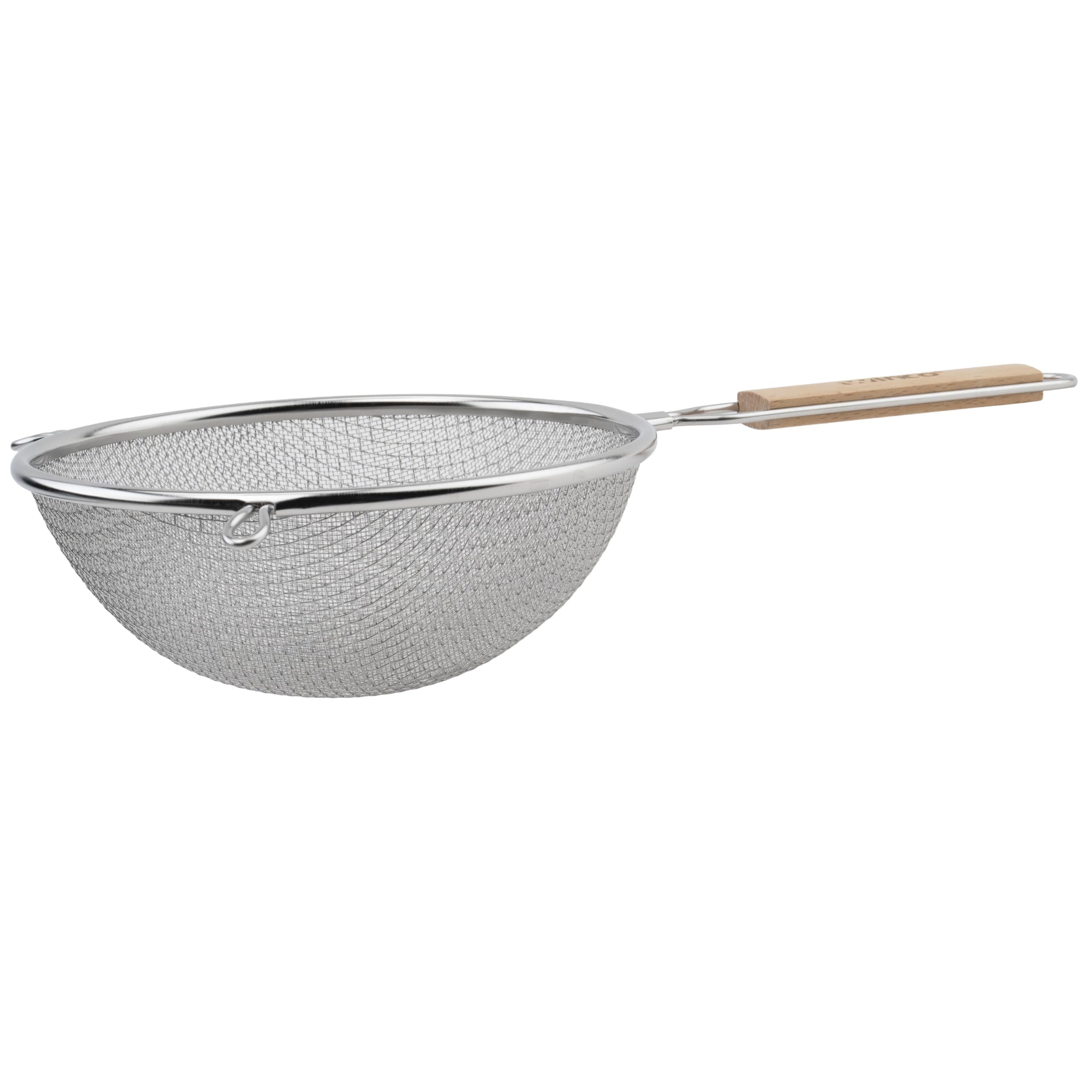 Winco MS3A-8D Strainer with Double Fine Mesh, 8-Inch Diameter, Stainless Steel, Tan